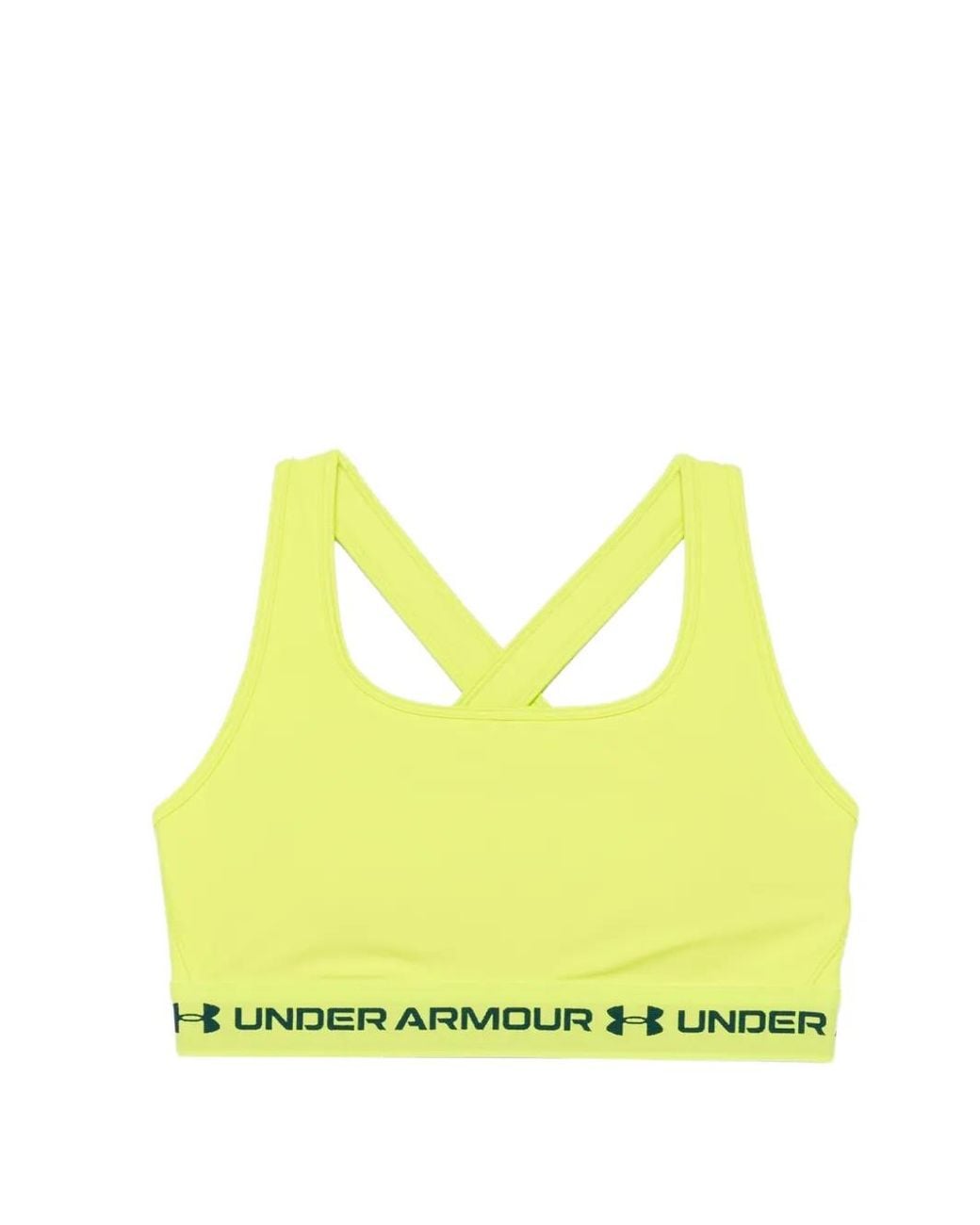 Under Armour Yellow Logo-Tape Cross-Back Sports Bra