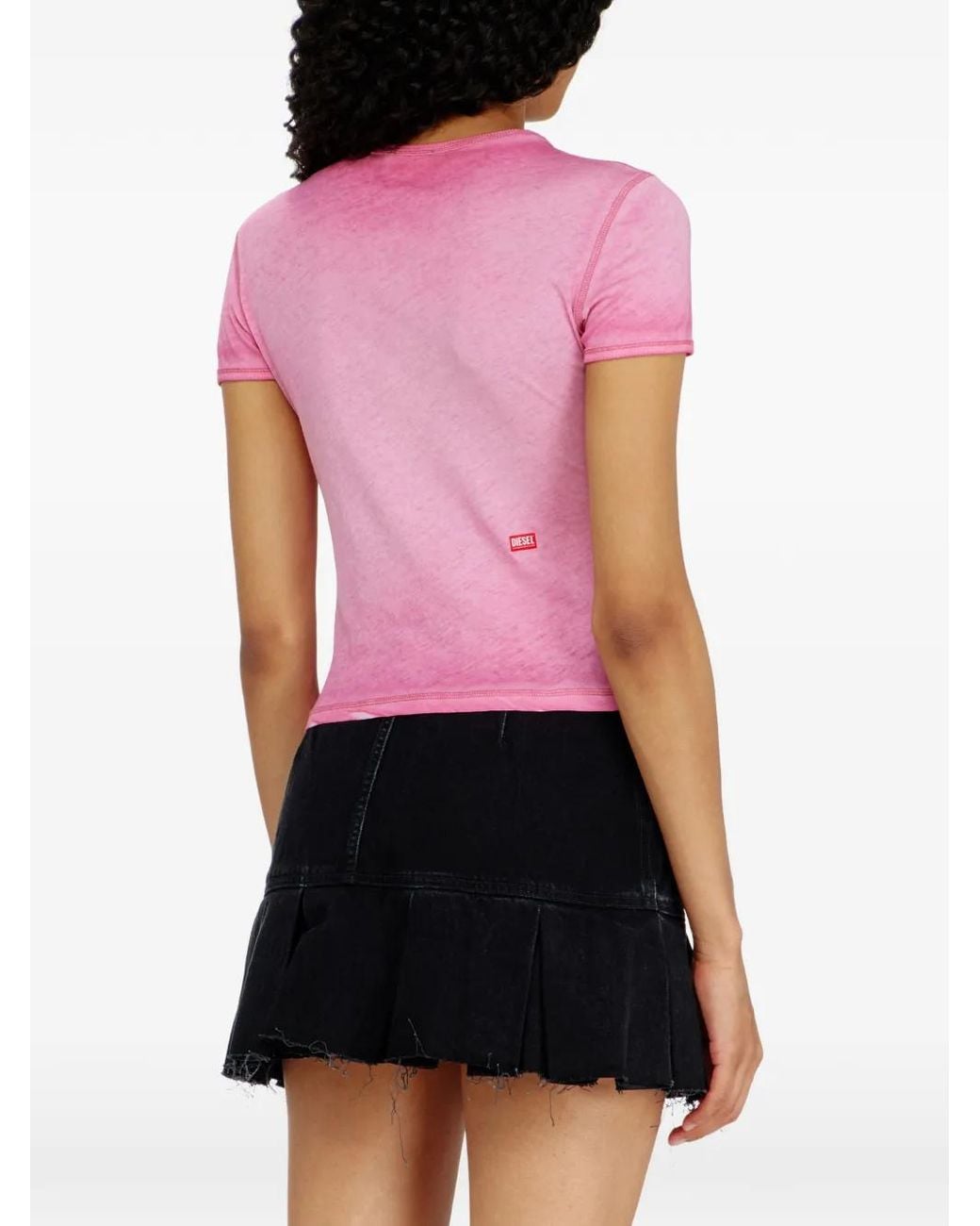 DIESEL Pink Slim T-Shirt With Logo Print