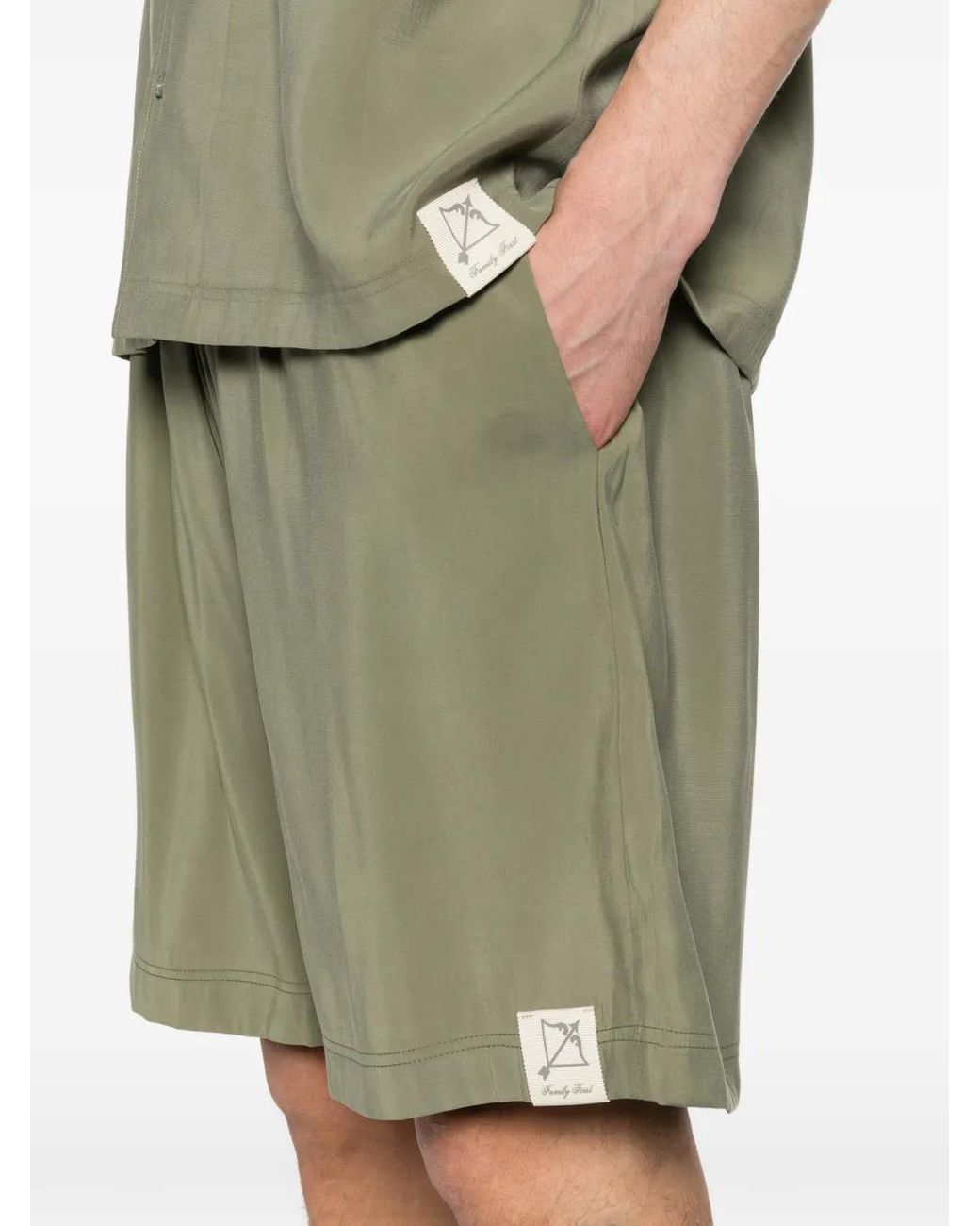 FAMILY FIRST Green Elasticated-Trim Shorts for men