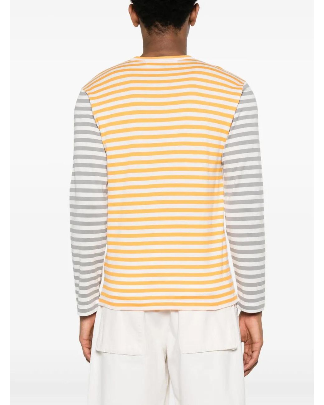COMME DES GARÇONS PLAY Natural T-Shirt Rayé En Coton À Logo Appliqué