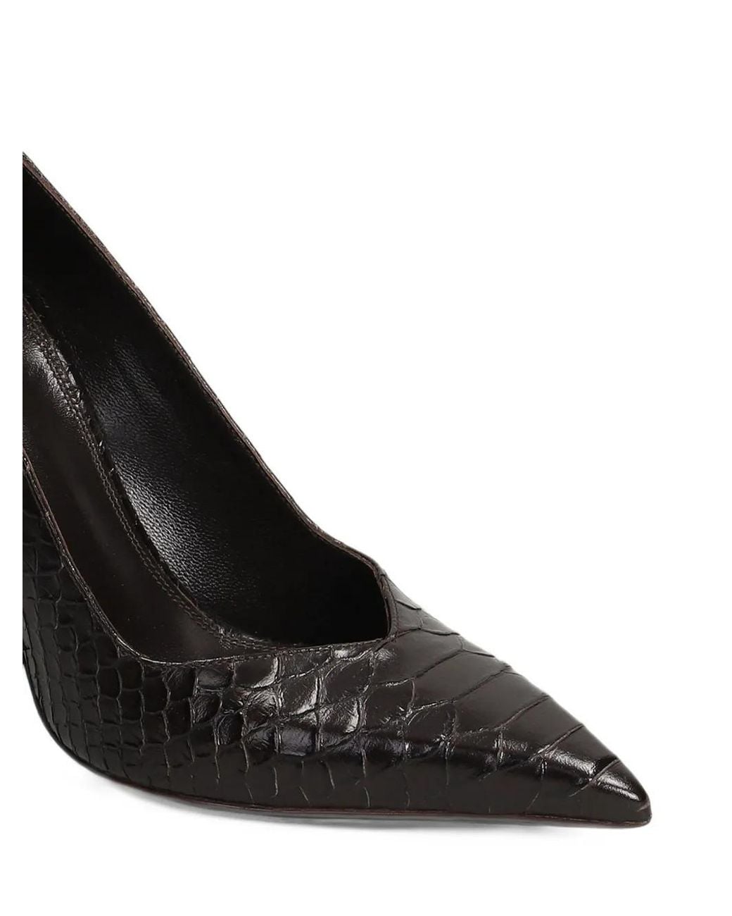 Paris Texas Black Lidia Python-Effect Pointed-Toe Pumps
