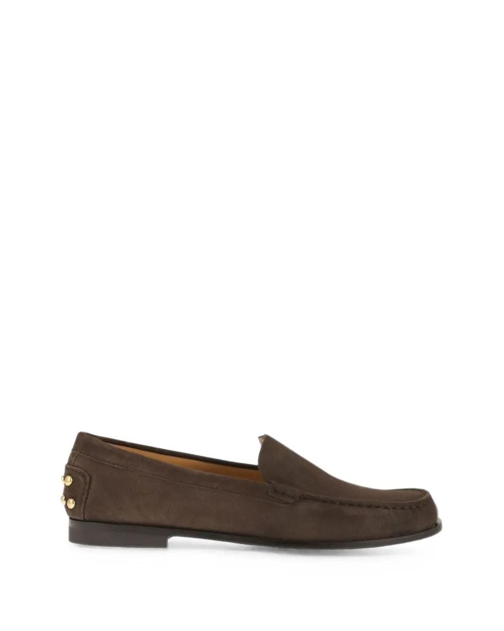Tod's Brown Stud-Embellished Suede Loafers