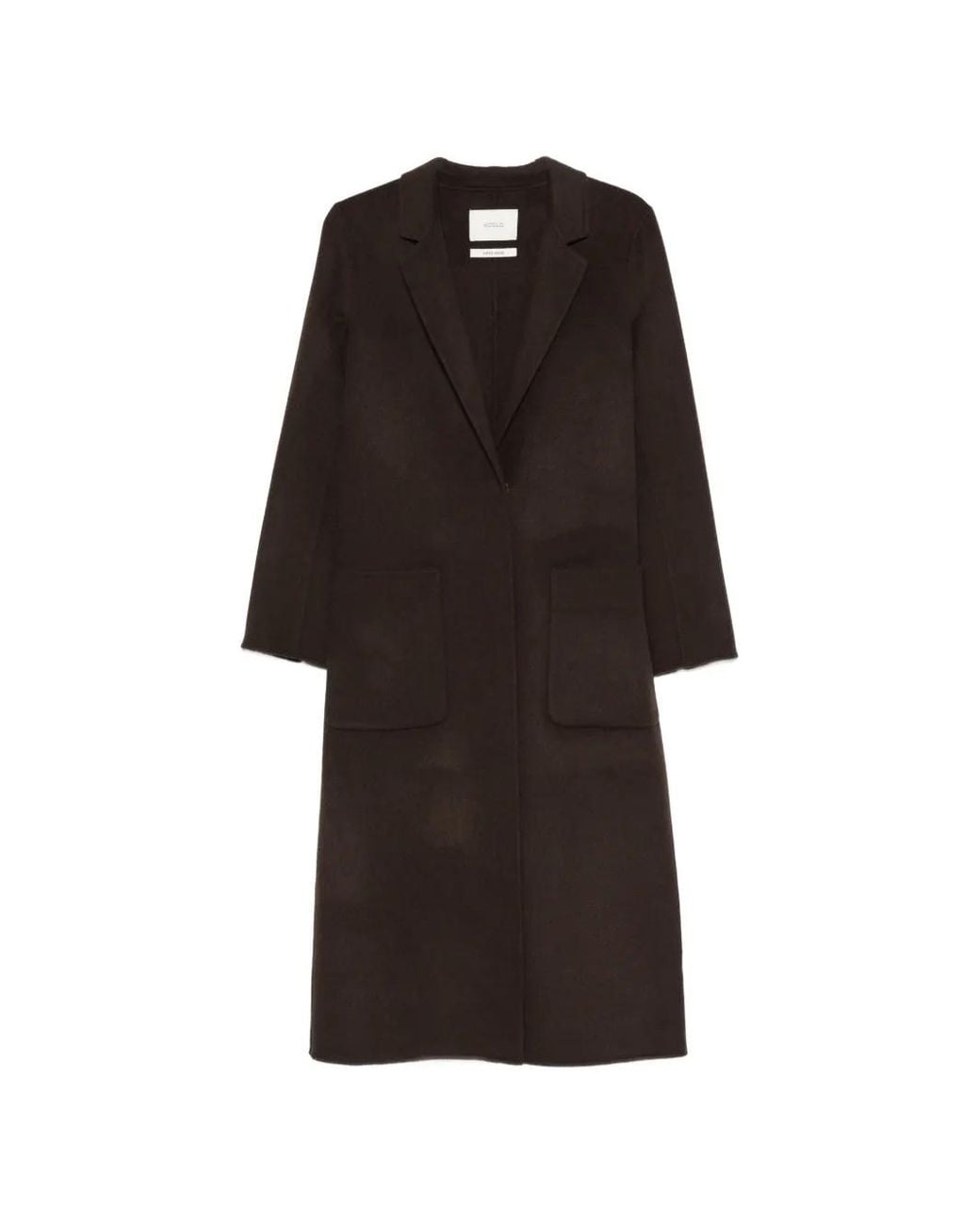 ViCOLO Black Notched-Lapels Patch-Pocket Coat