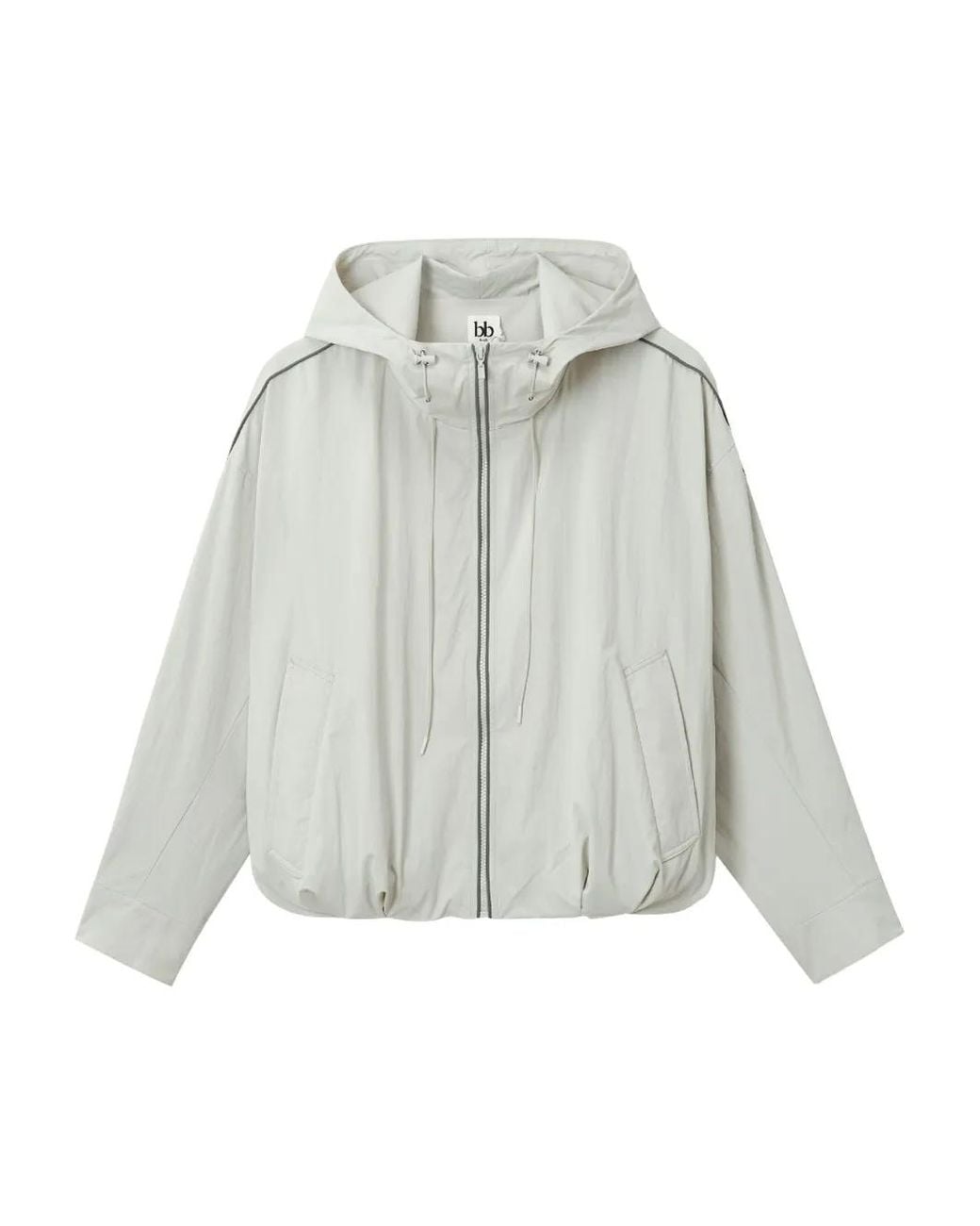 B+ AB White Hooded Piped-Trim Jacket