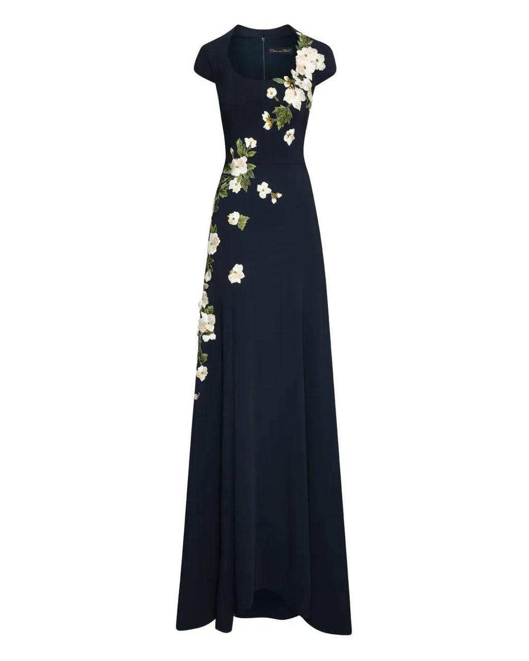 sachin and babi light blue dress Oscar de la Renta Floral-Embroidered Evening Dress in Blue