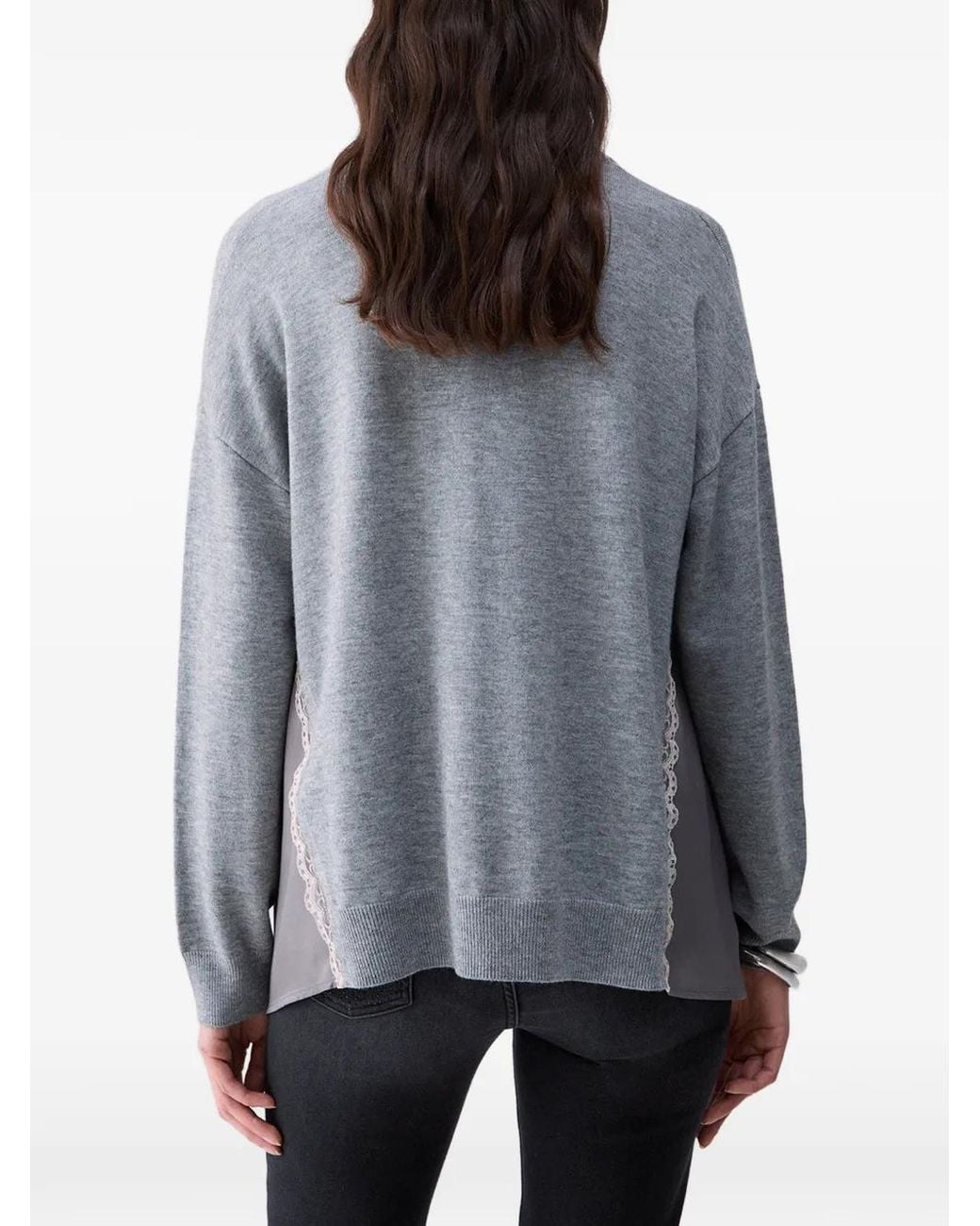 Liu Jo Gray Knit Sweater With Inserts