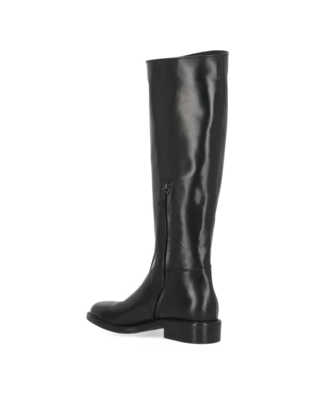 Julie Dee Black Round-Toe Knee-High Boots