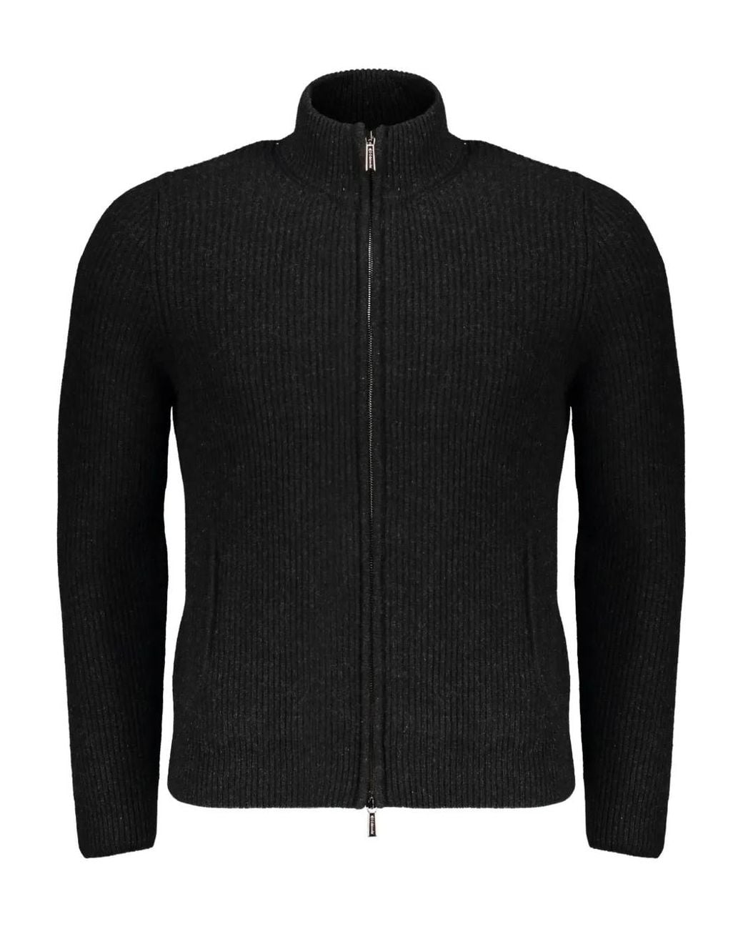 Moorer Black Cardigan Ares-Cah À Col Roulé for men