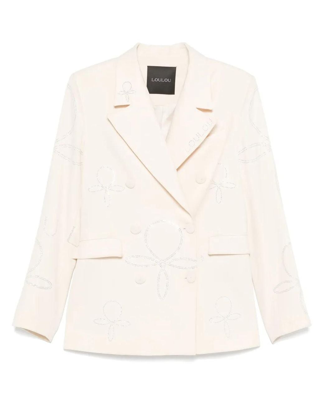 Loulou Natural Rhinestone-Embellished Blazer