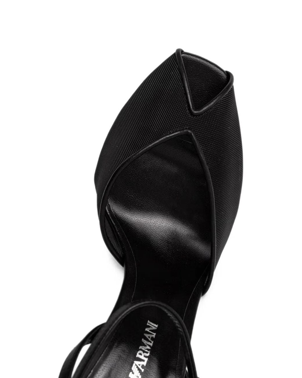 Emporio Armani Black Open-Toe Mesh Heeled Sandals