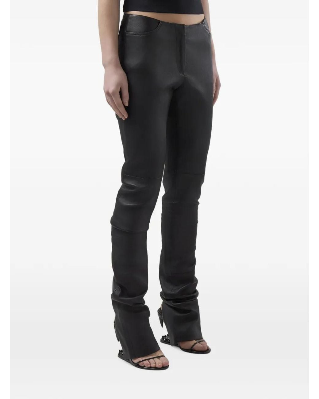 Gcds Blue Zippered Leather Skinny Trousers