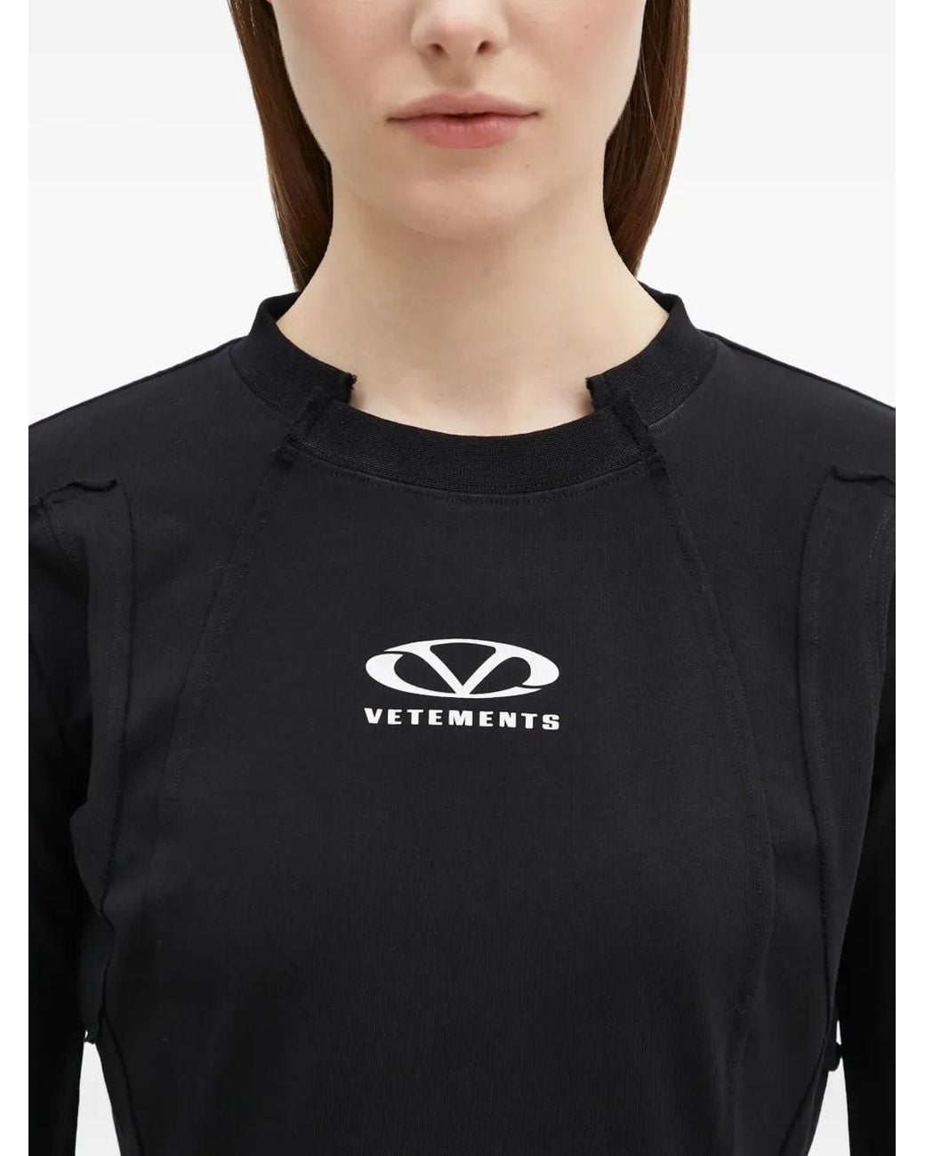 Vetements Black Exposed-Seam T-Shirt