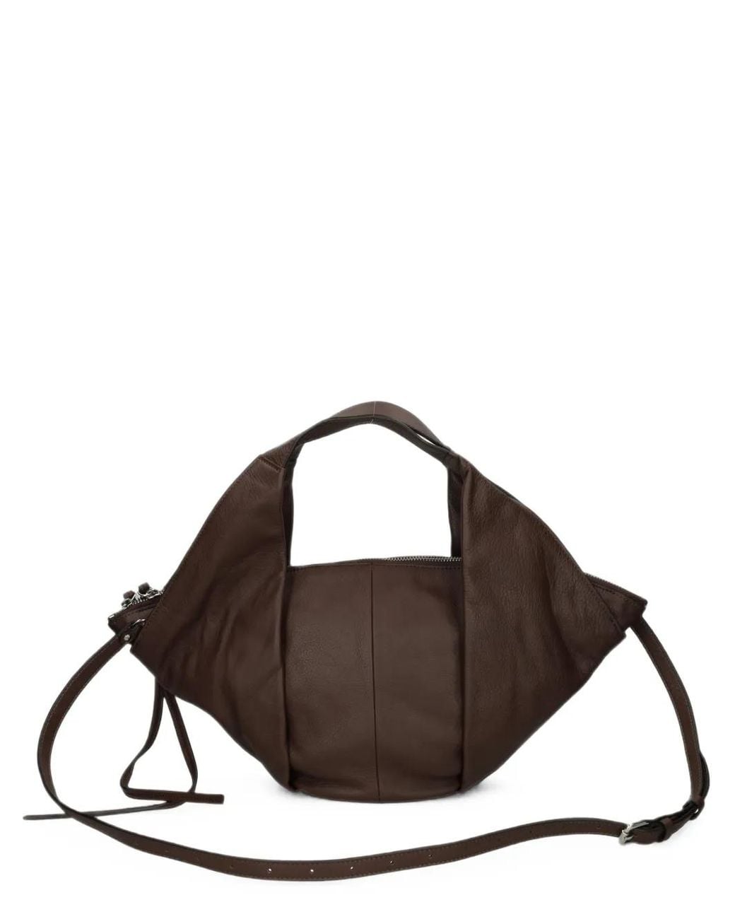 Vic Matié Brown Grained Leather Tote Bag