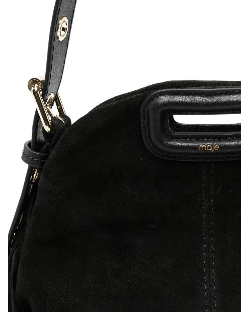 Maje Black Sac Porté Épaule En Cuir À Franges