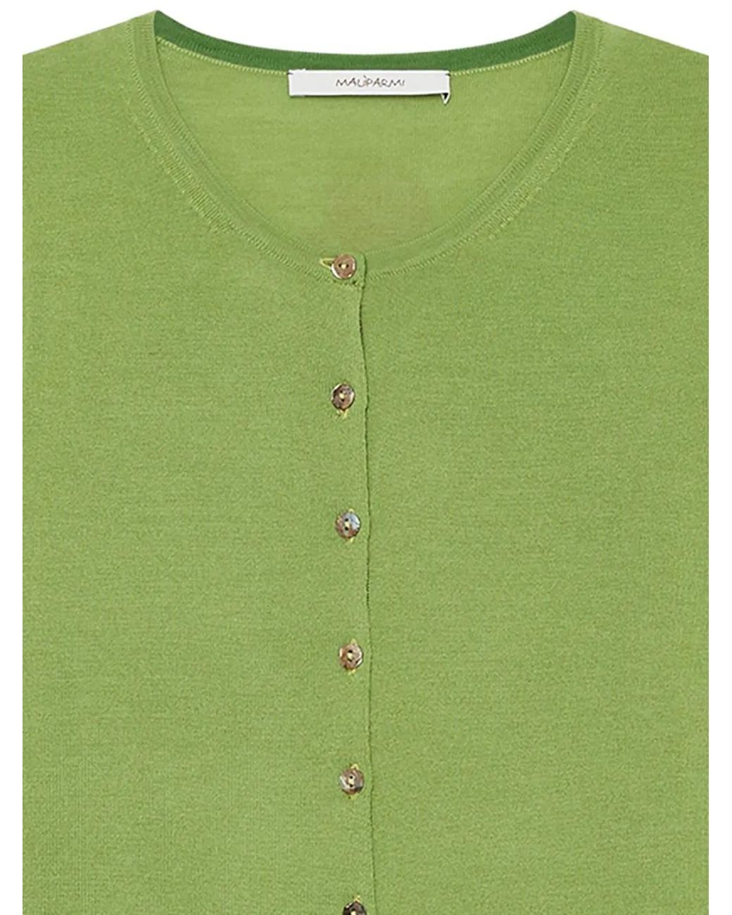 Maliparmi Green Round-Neck Buttoned Cardigan
