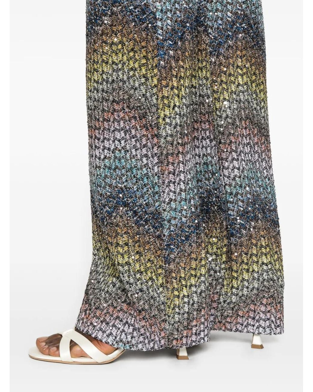 Missoni Gray Zigzag-Knit Flared Trousers