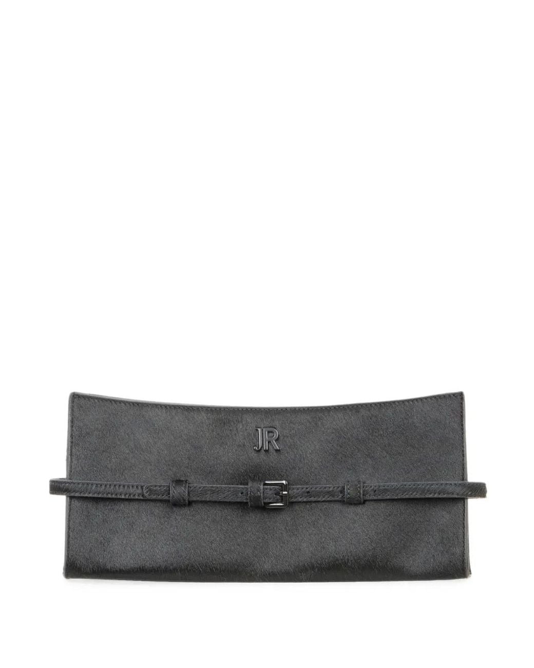 John Richmond Gray Buckle-Detail Logo-Plaque Shoulder Bag