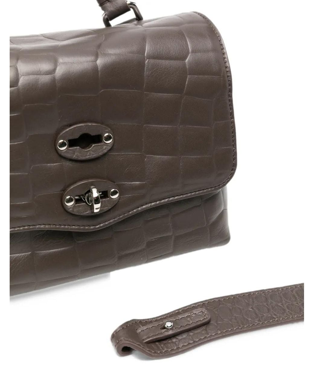 Zanellato Gray Cabas Postina Baby À Effet Peau De Crocodile