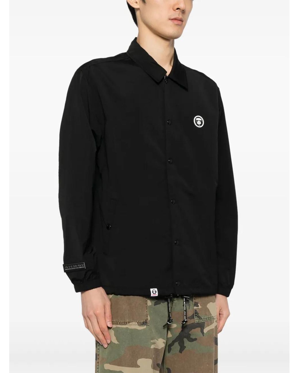 Aape By A Bathing Ape Black Logo-Patch Long-Sleeved Jacket for men