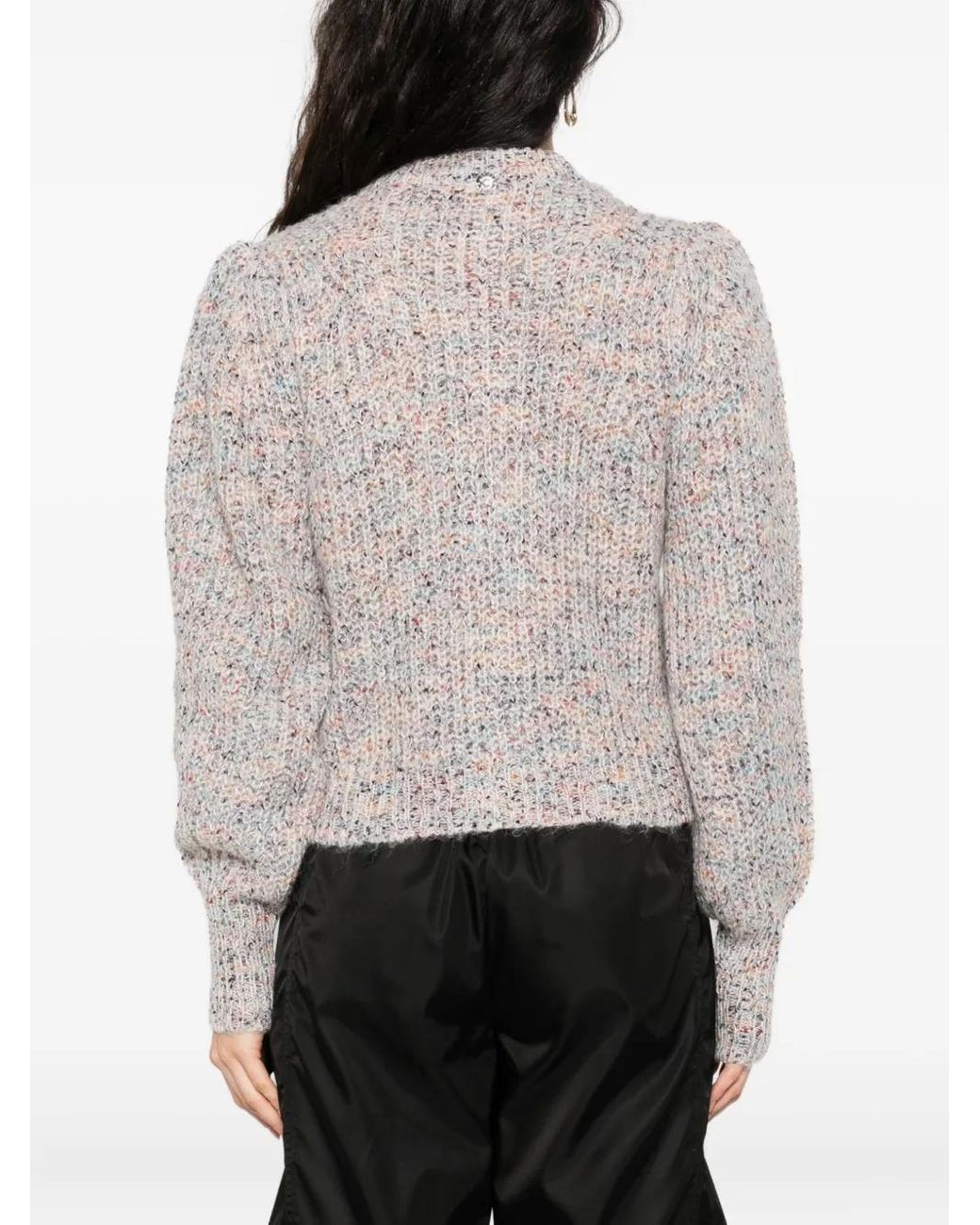 Twinset White Puff-Sleeve Speckled Cardigan