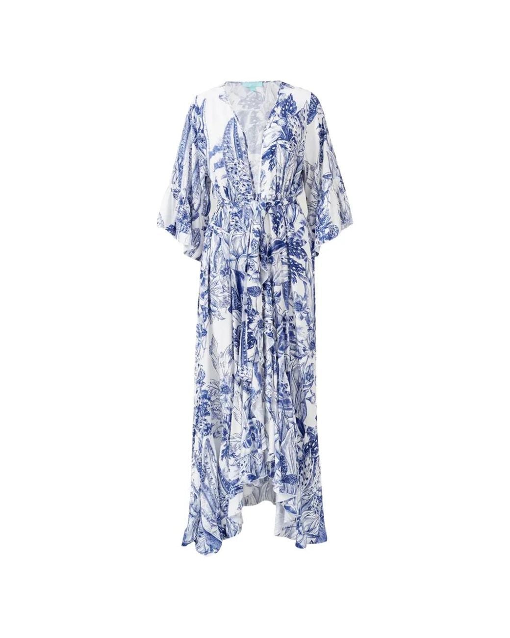 Melissa Odabash Blue Manon Floral-Print Maxi Dress