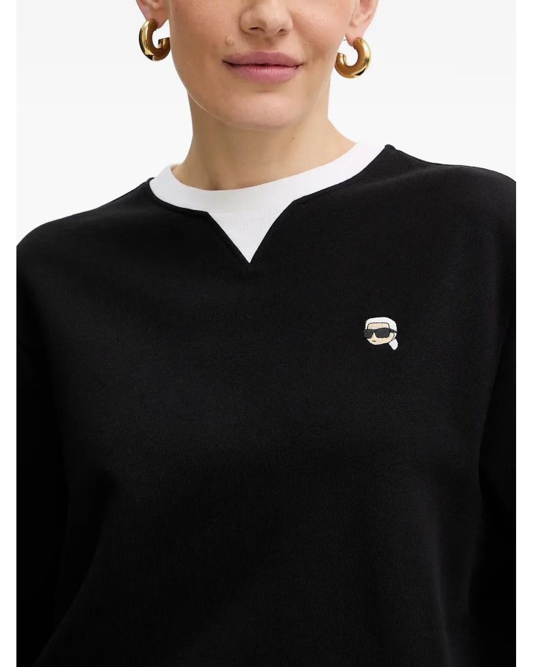 Karl Lagerfeld Black Embroidered-Logo Sweatshirt