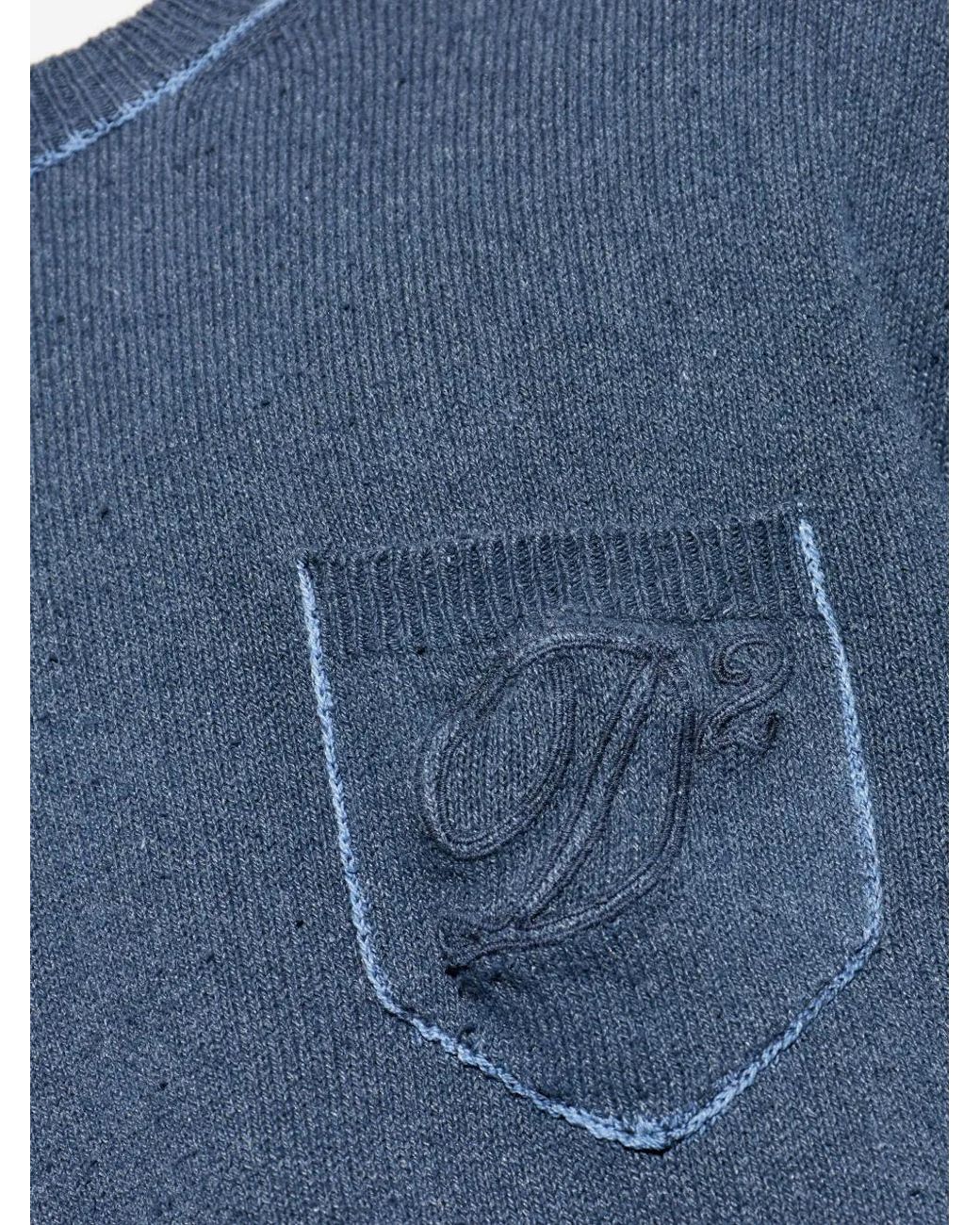 DSquared² Blue Logo-Embroidered Sweater for men