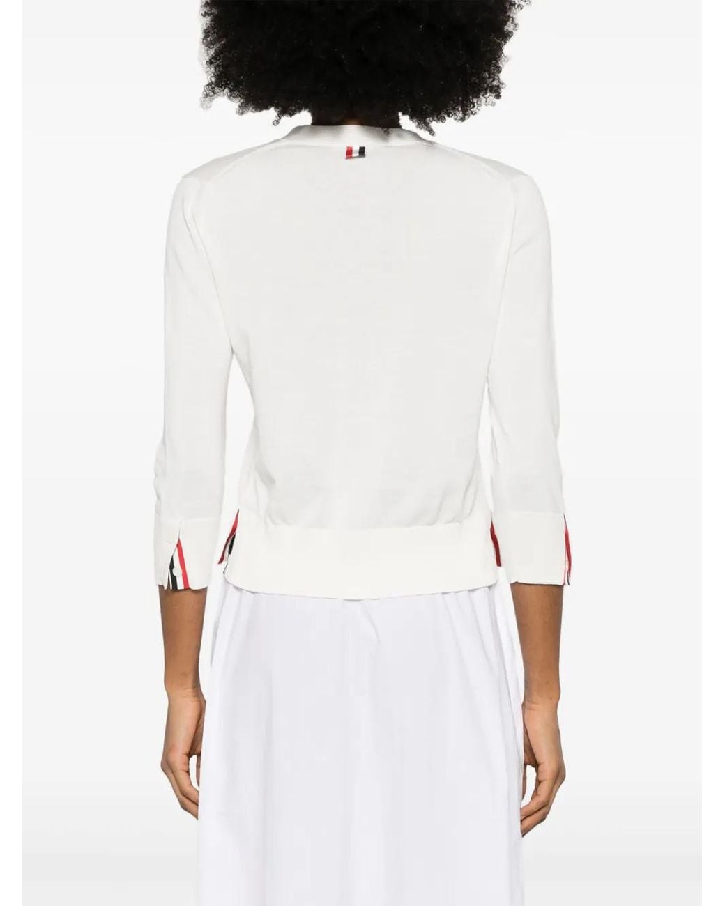 Thom Browne White 4Bar Cotton Cardigan