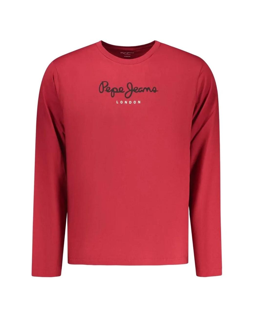 Pepe Jeans Red Logo-Printed Long-Sleeved T-Shirt for men