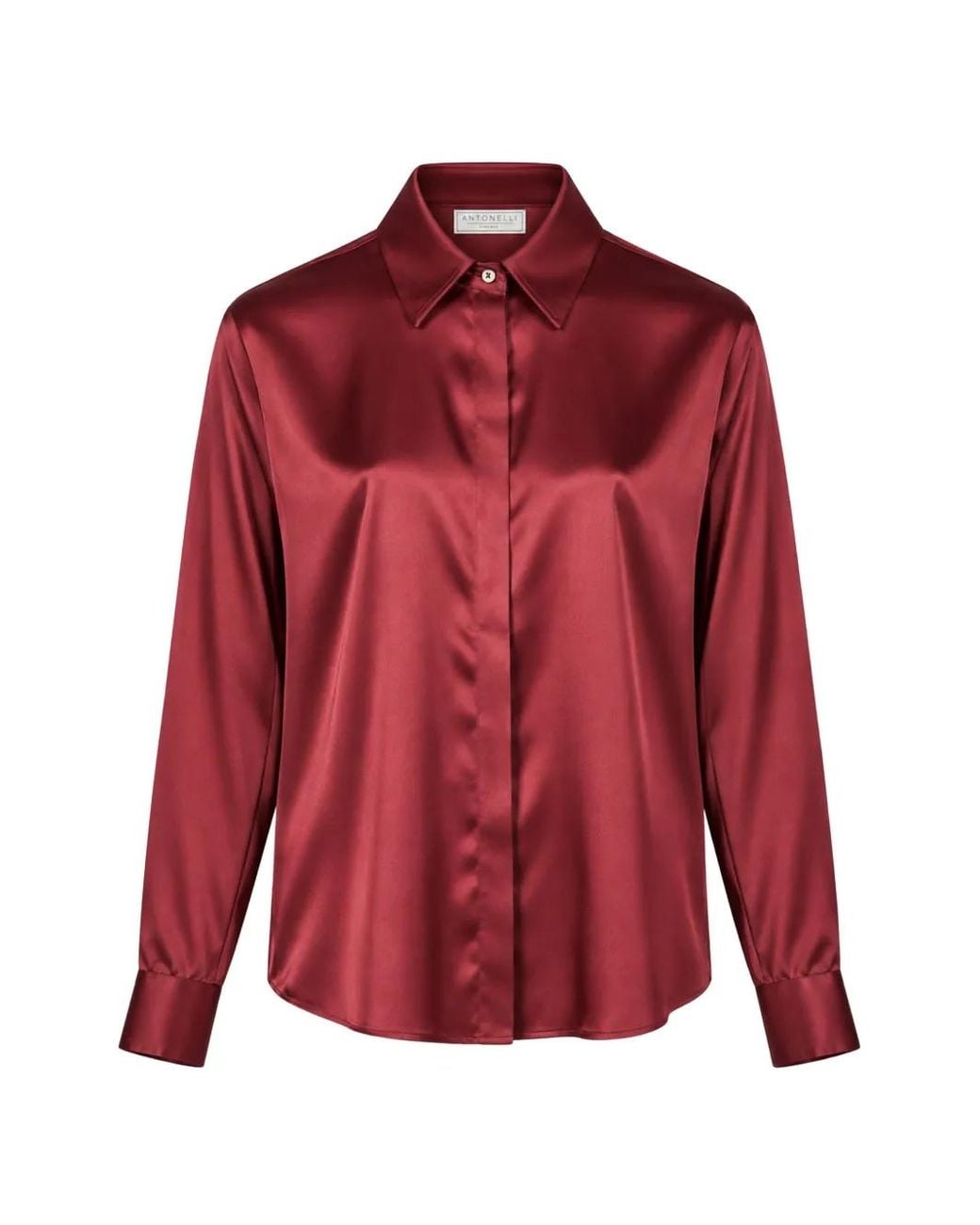 Antonelli Red Chisone Satin-Finish Long-Sleeve Shirt