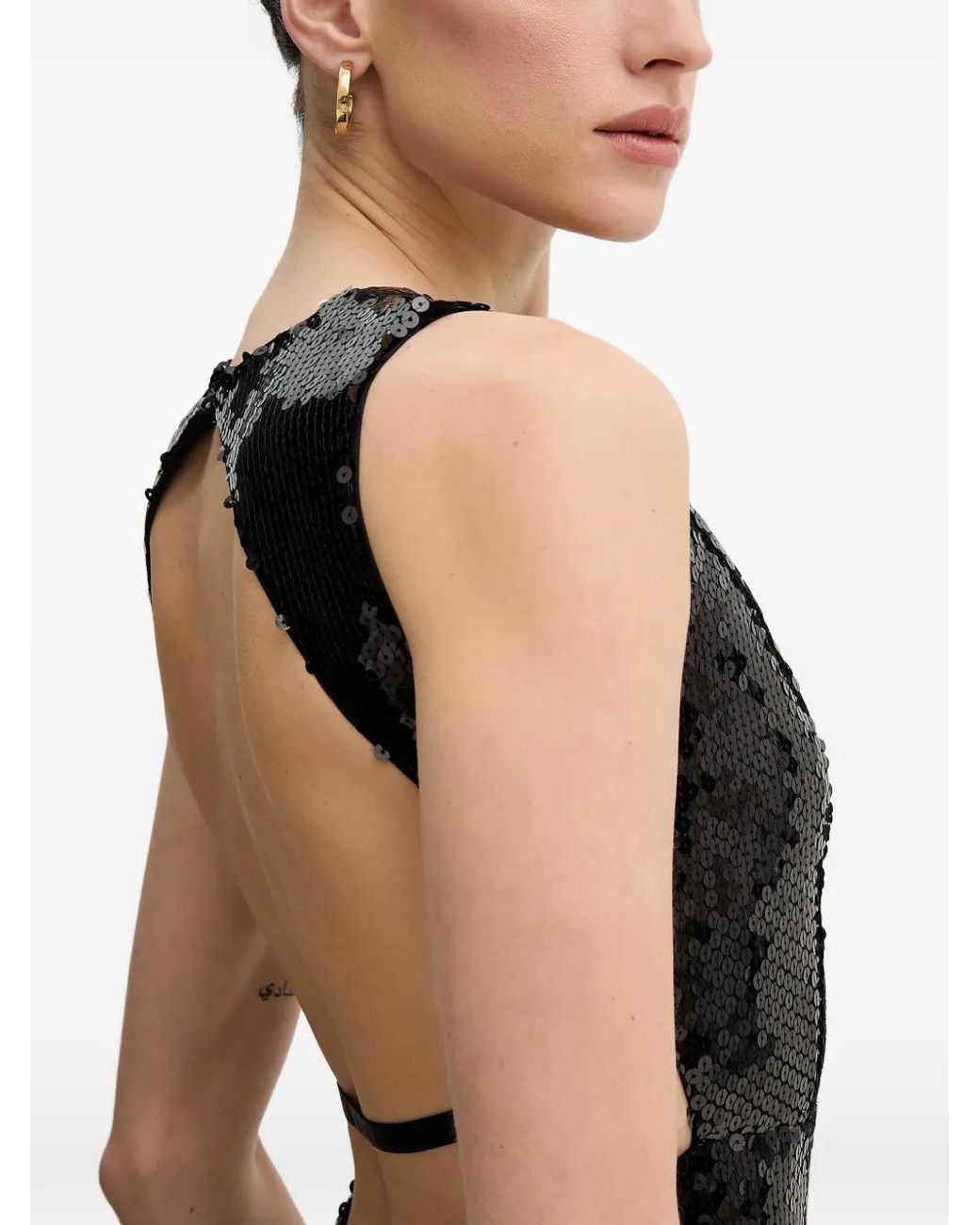 Bardot Black Portia Sequin Open Back Dress