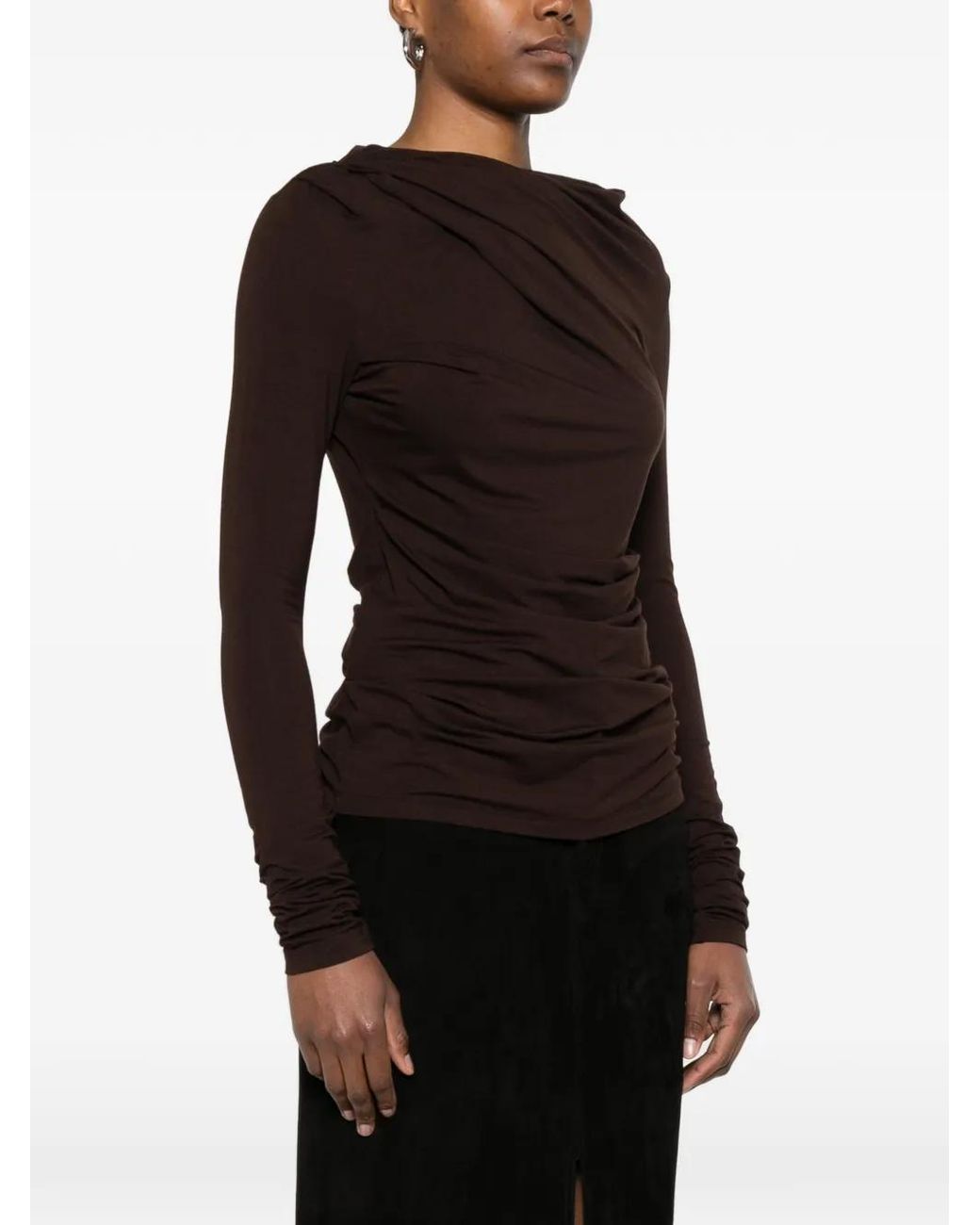 Entire studios Black Drape Long-Sleeve Top