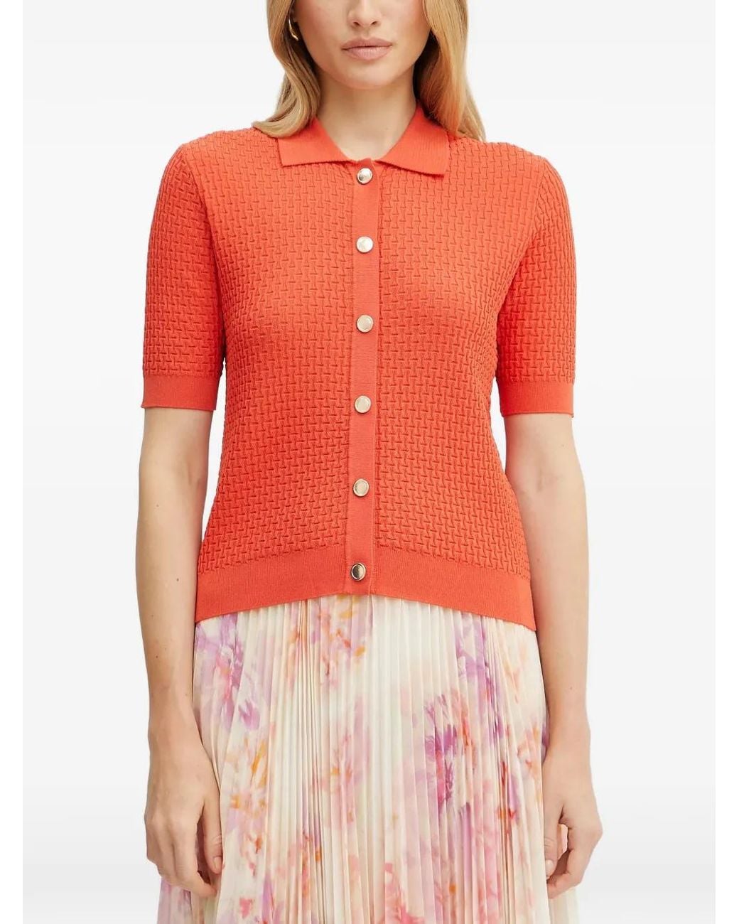 Morgan Red Buttoned Knit Shirt