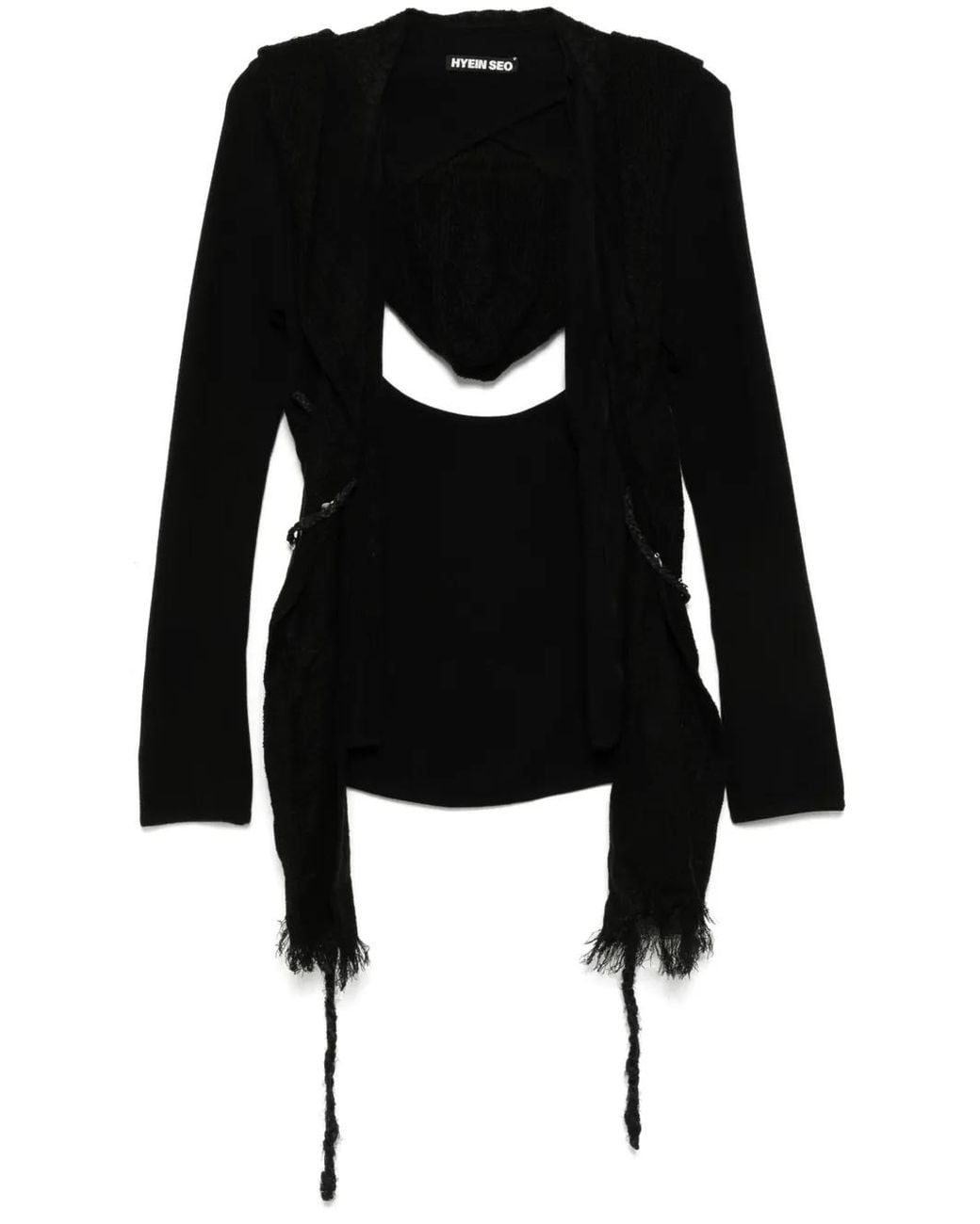 Hyein Seo Black Hooded Cardigan
