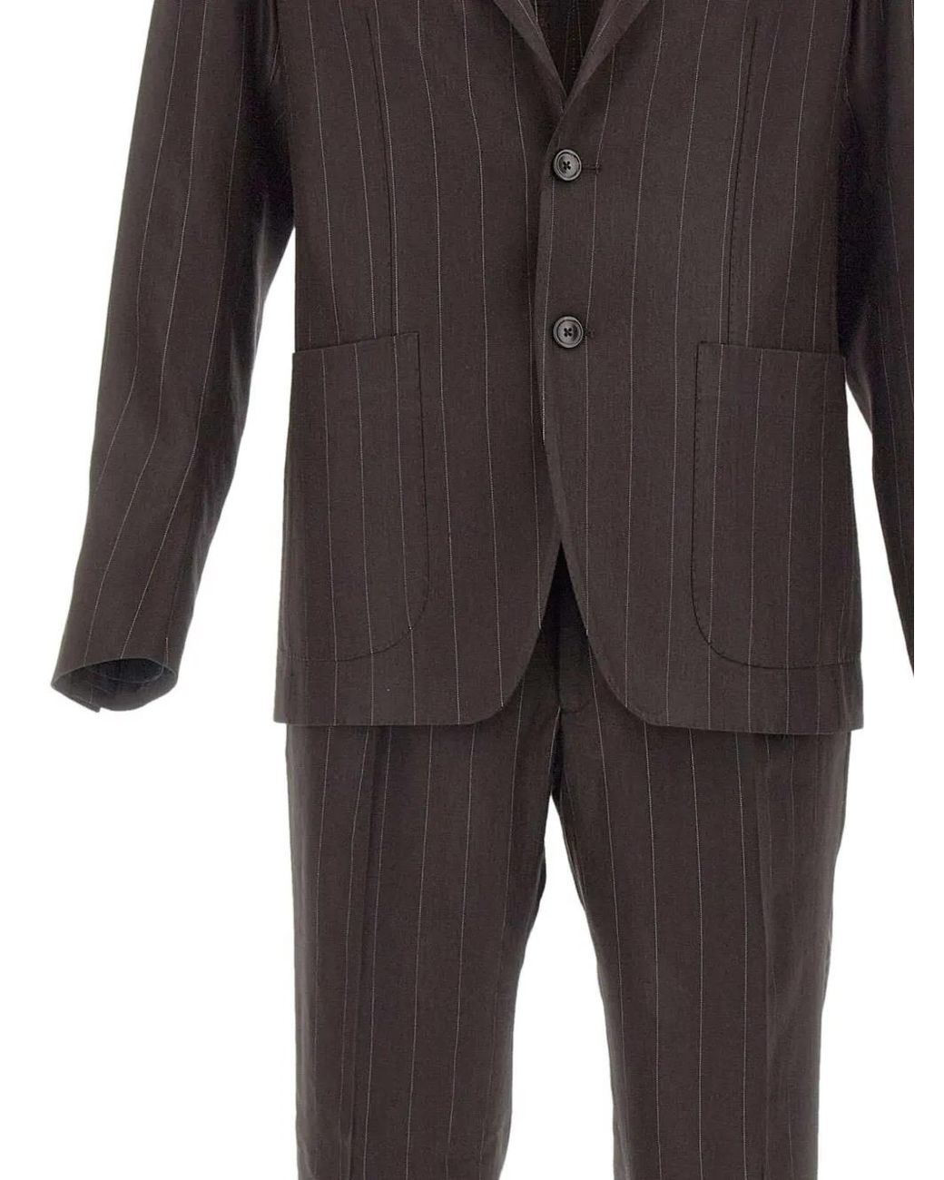 Tagliatore Black Pinstriped Patch-Pocket Suit for men