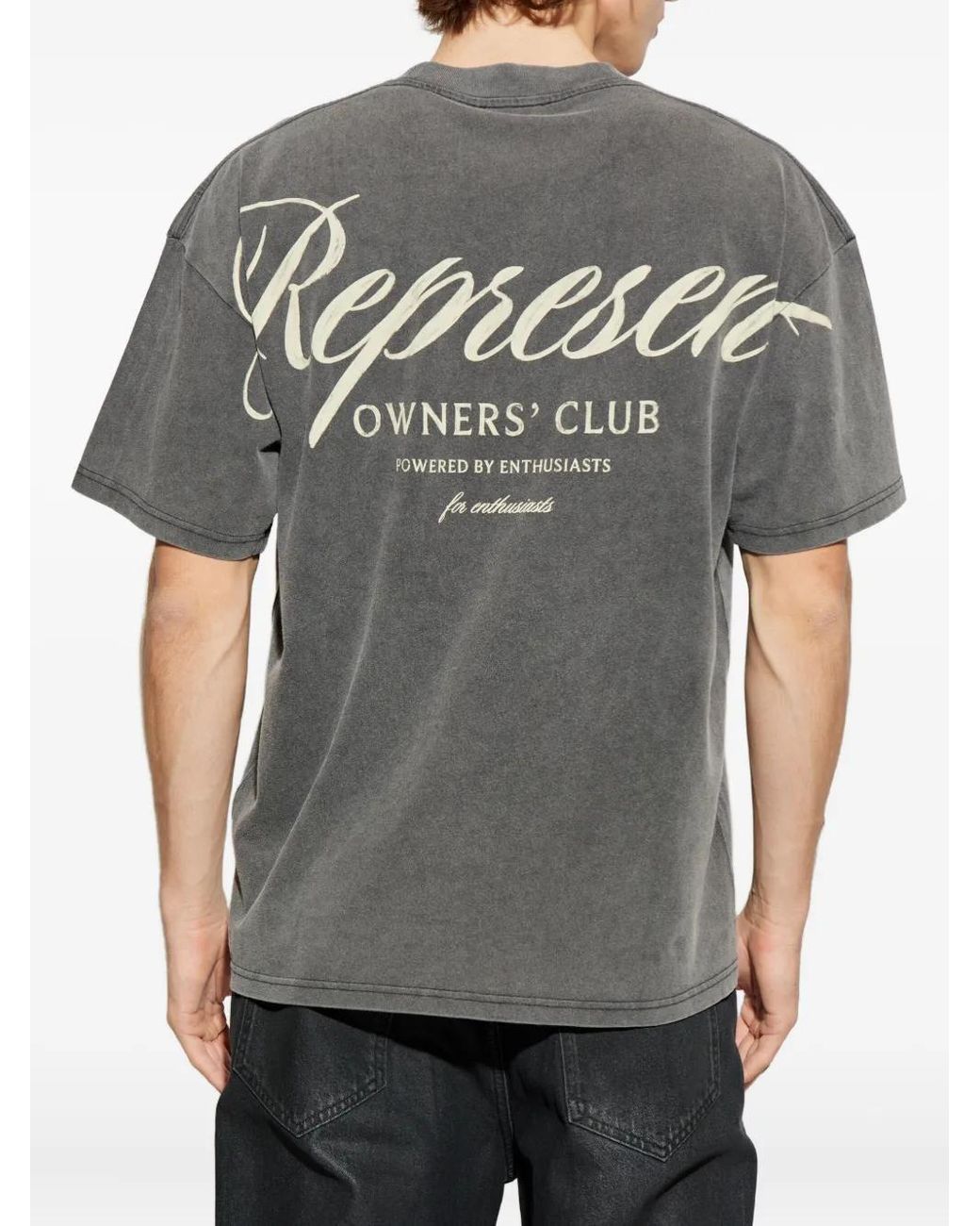 Represent Gray Owners Club Script T-Shirt for men