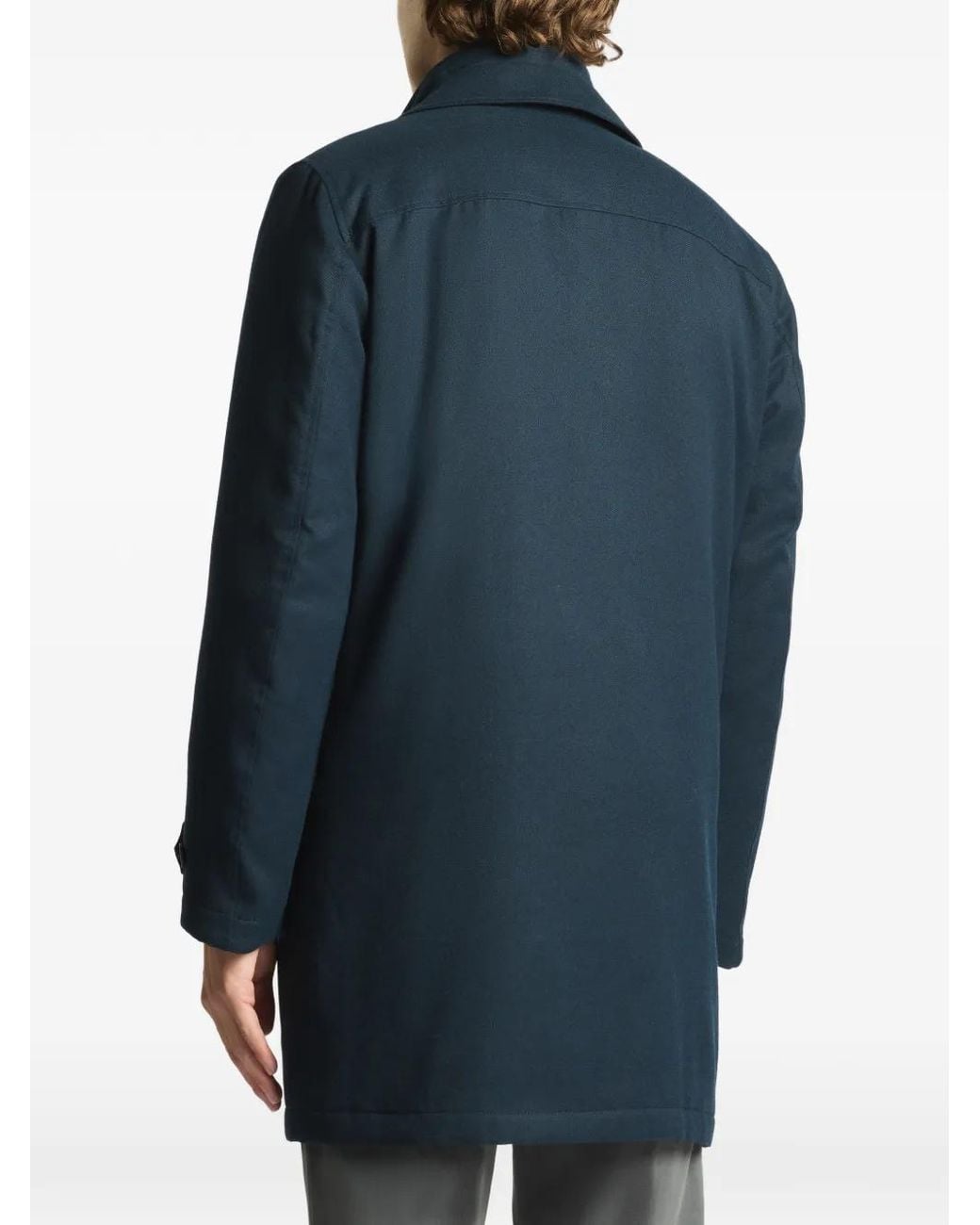 Fay Blue Layered Single-Breasted Coat for men