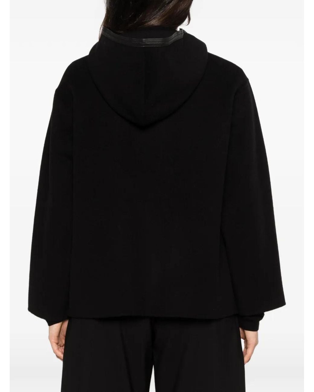 Max Mara Black Comica Hooded Wool Coat