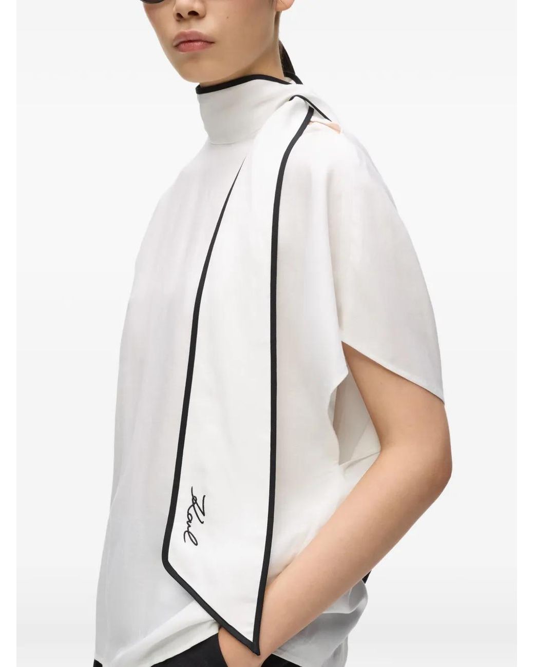 Karl Lagerfeld White Blouse À Manches Courtes