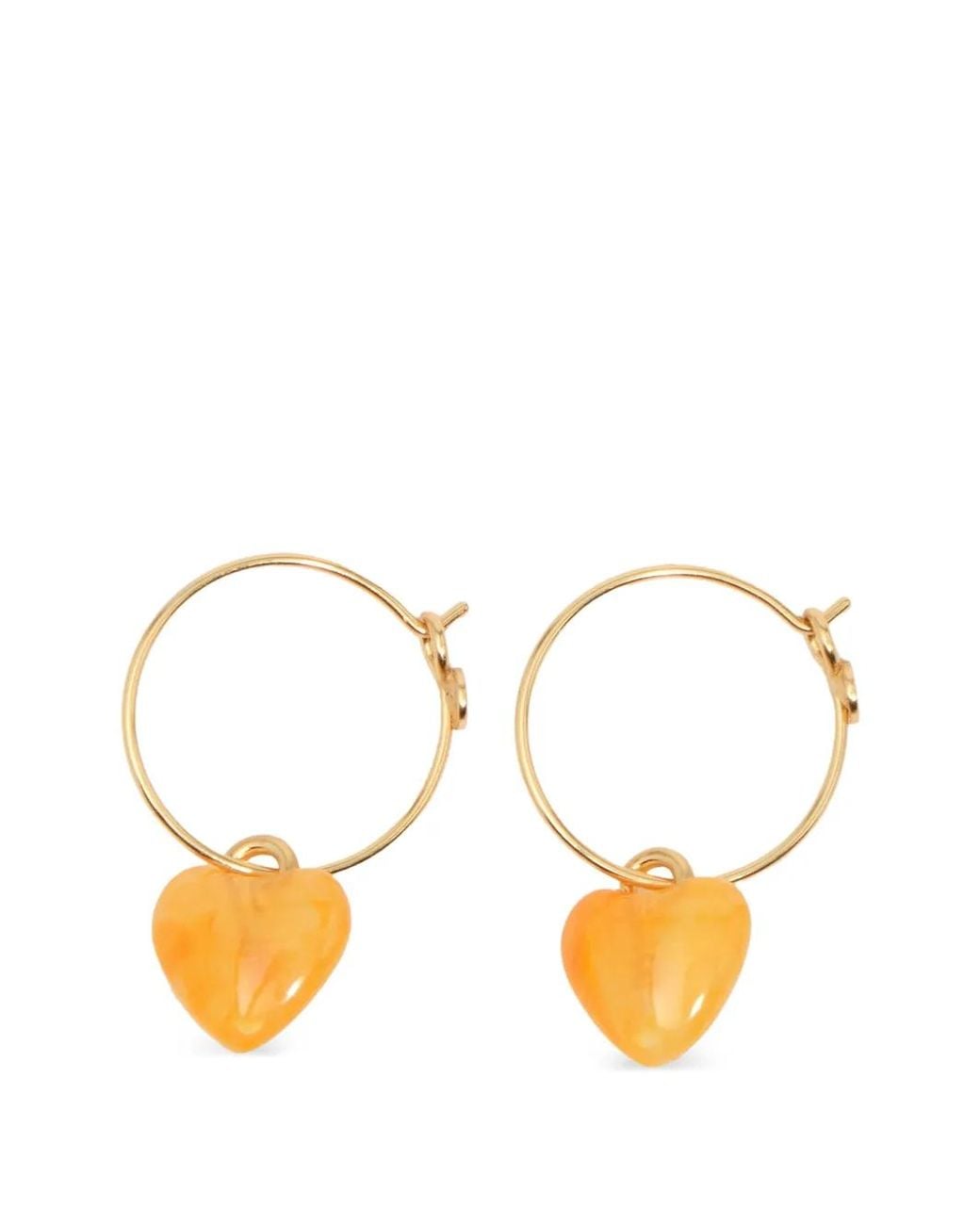 Bimba Y Lola Metallic Resin Heart Hoop Earrings