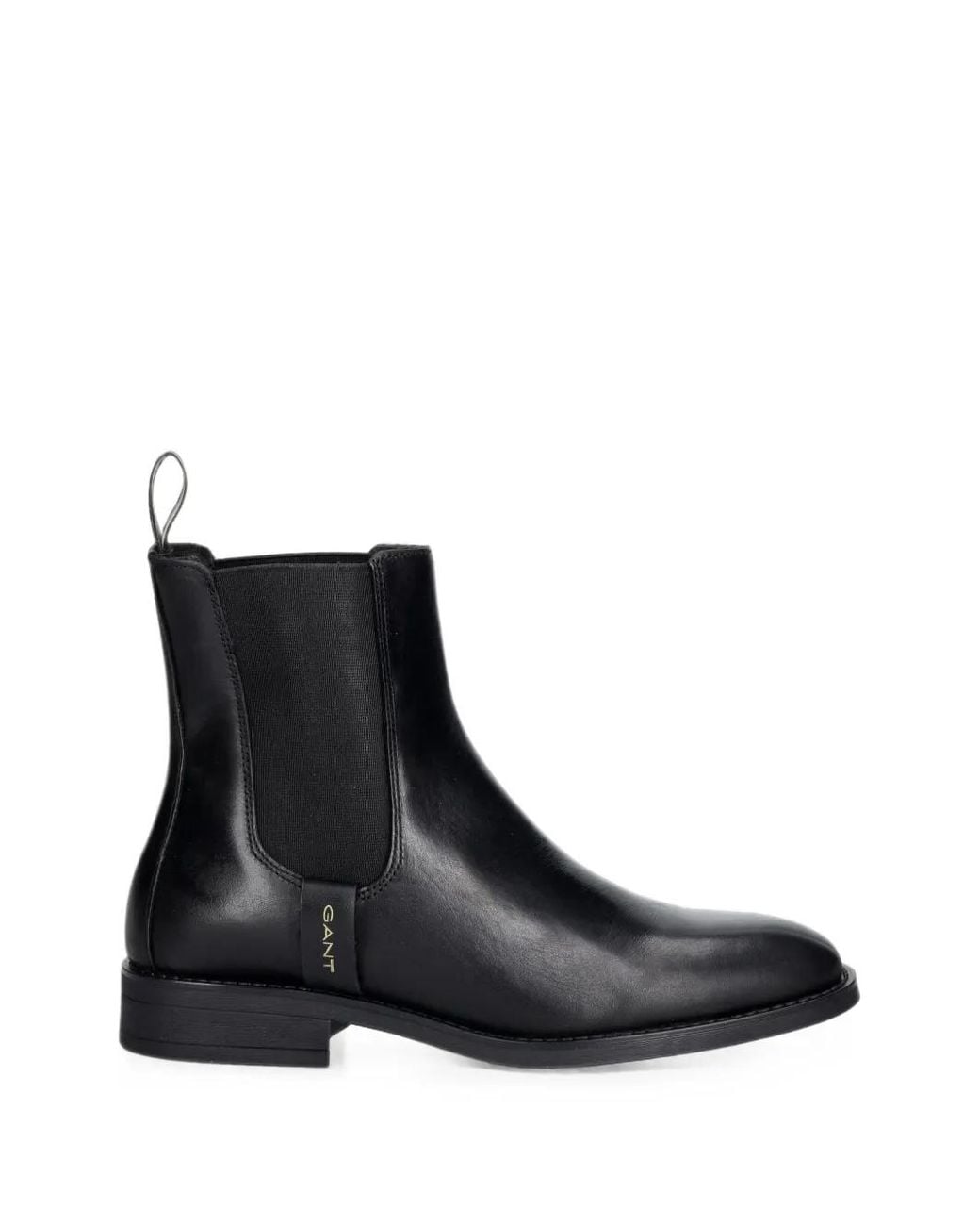 Gant Black Elasticated-Side Leather Ankle Boots