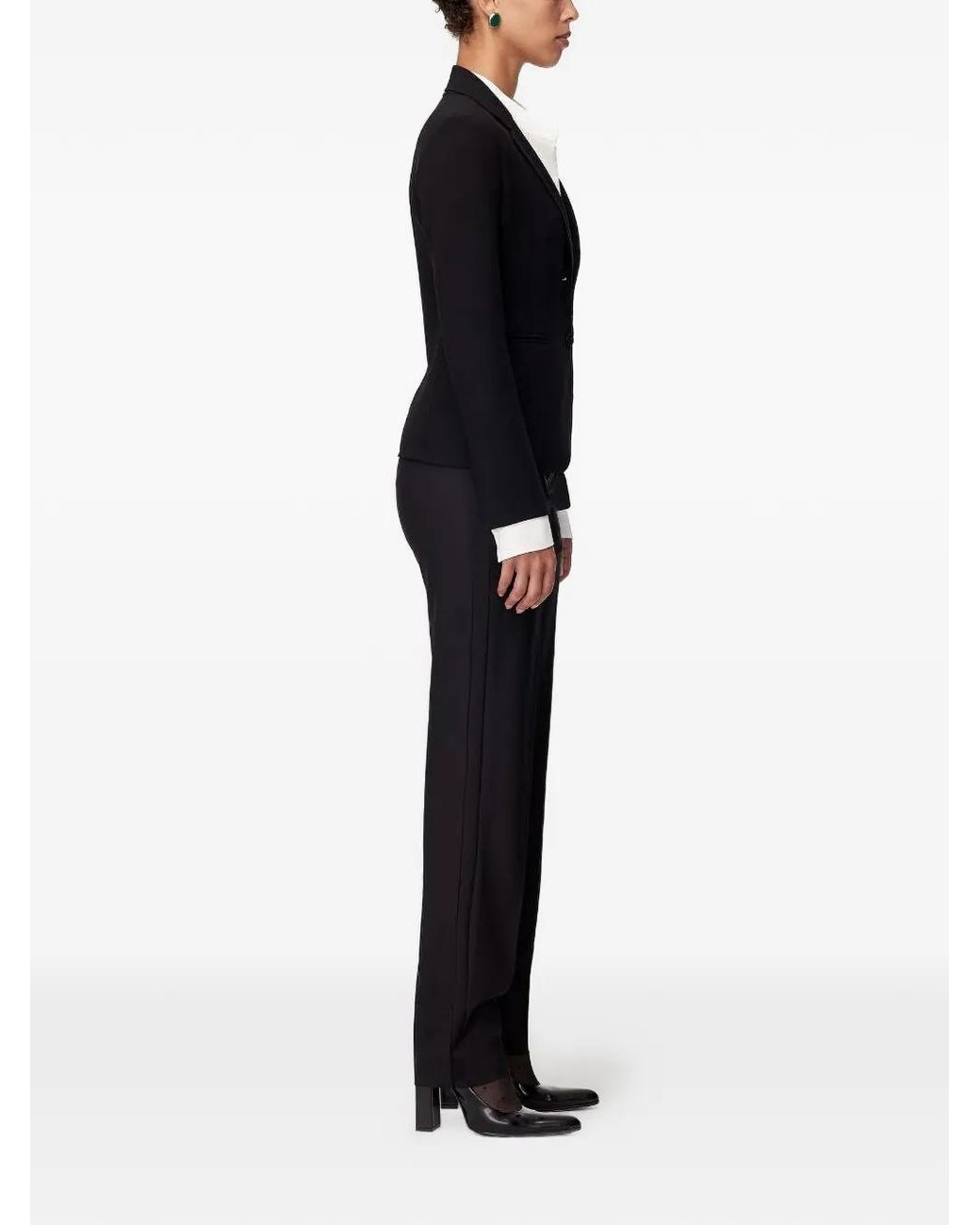 Another Tomorrow Black Doppio Cropped Blazer