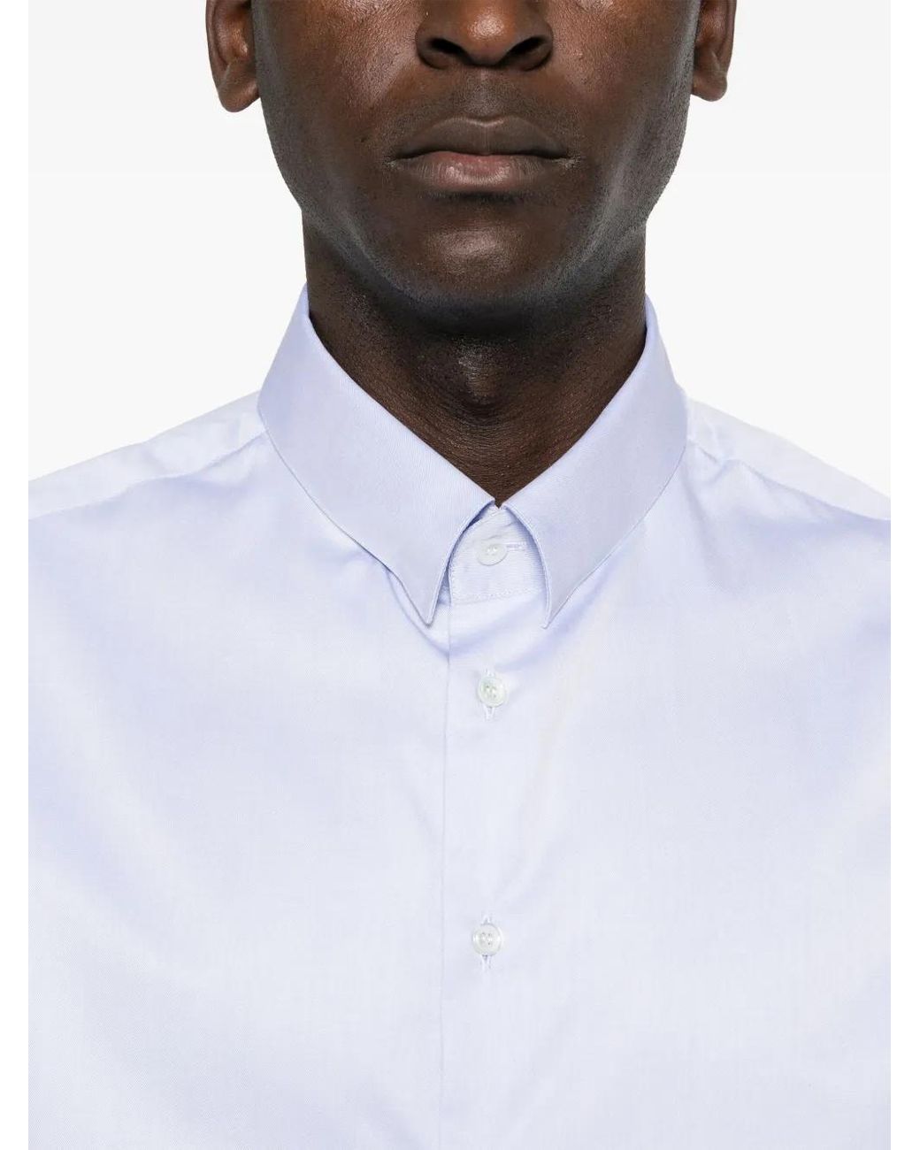 Giorgio Armani White Classic-Collar Cotton Shirt for men