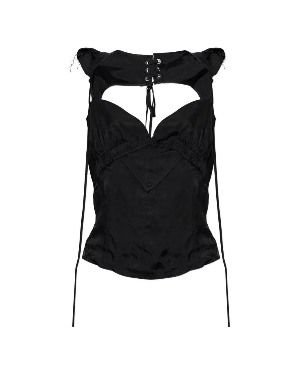 KNWLS Black Beth Lace-Up Top