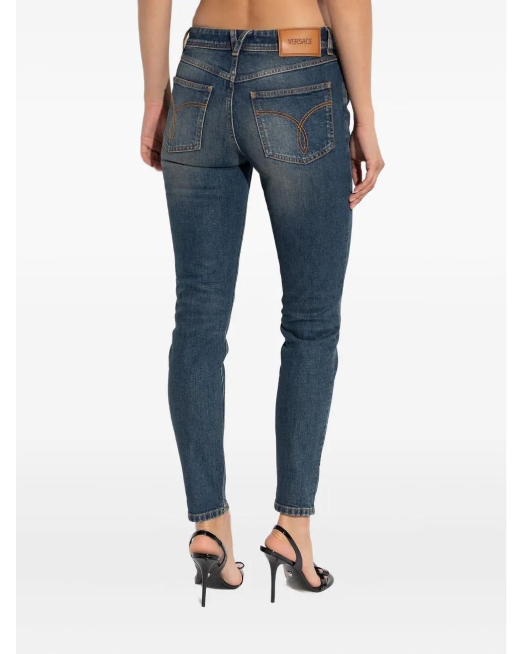 Versace Blue Medusa-Plaque Jeans