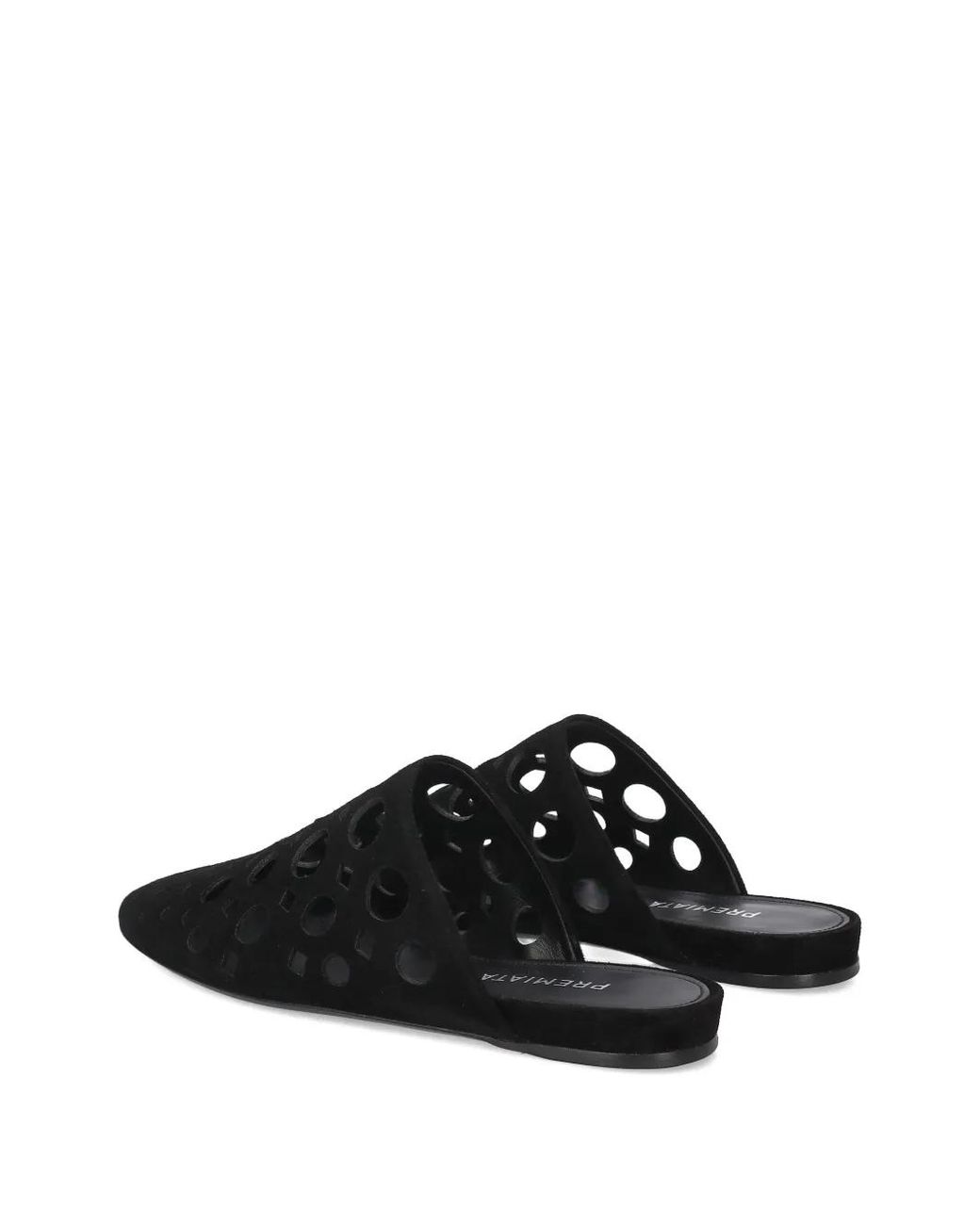 Premiata Black Cut-Out Leather Mules
