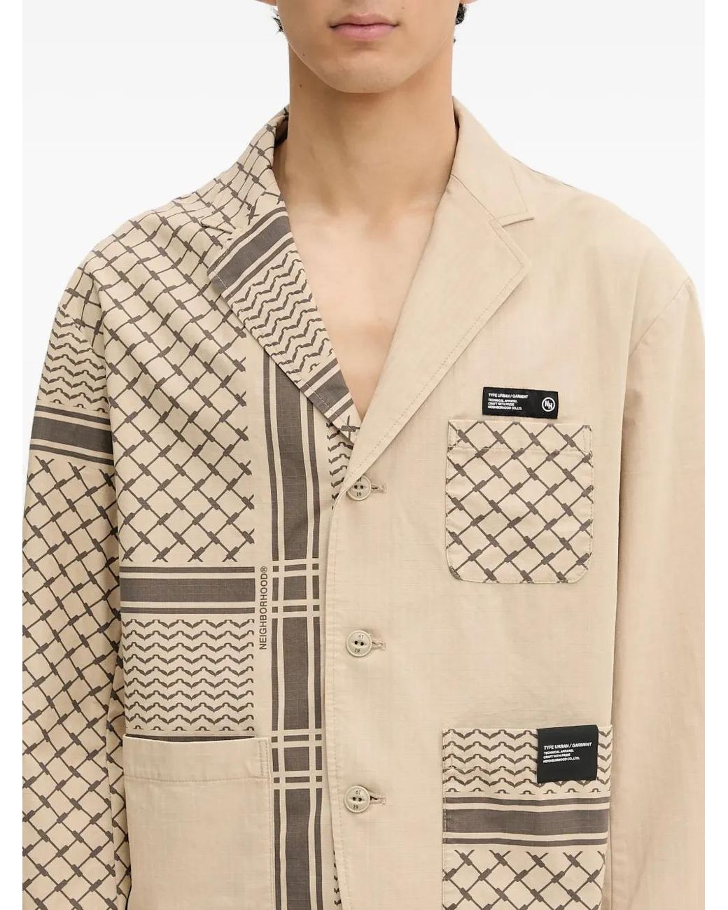 Neighborhood Natural Patterned Pocketed Jacket for men
