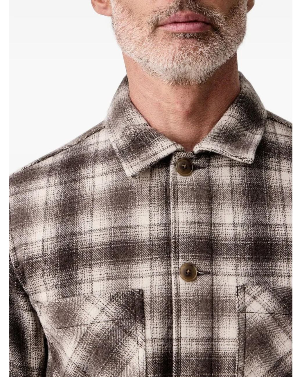 Lindbergh Brown Check-Pattern Button-Up Jacket for men