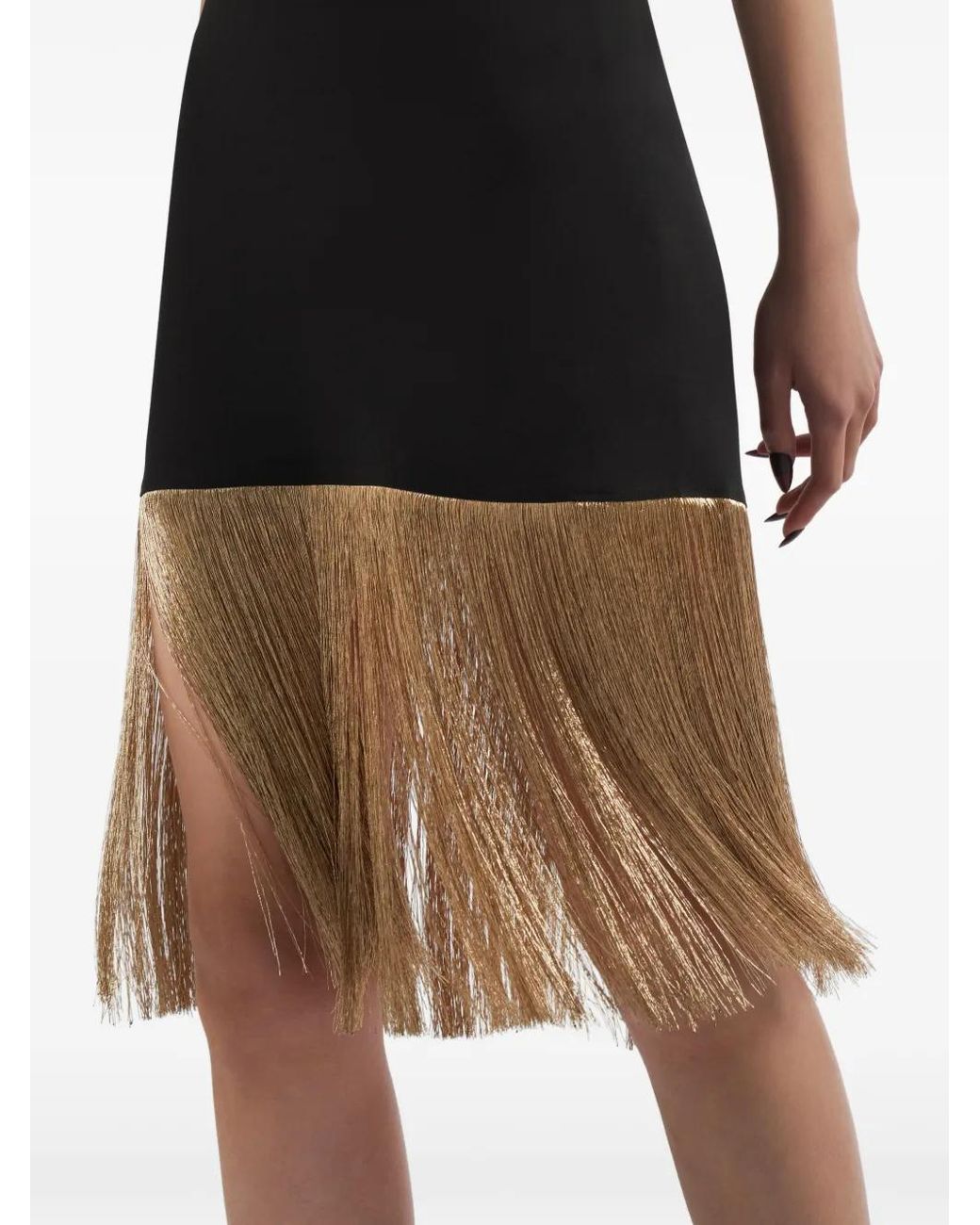Taller Marmo Black Berlin Halterneck Fringed Mini Dress