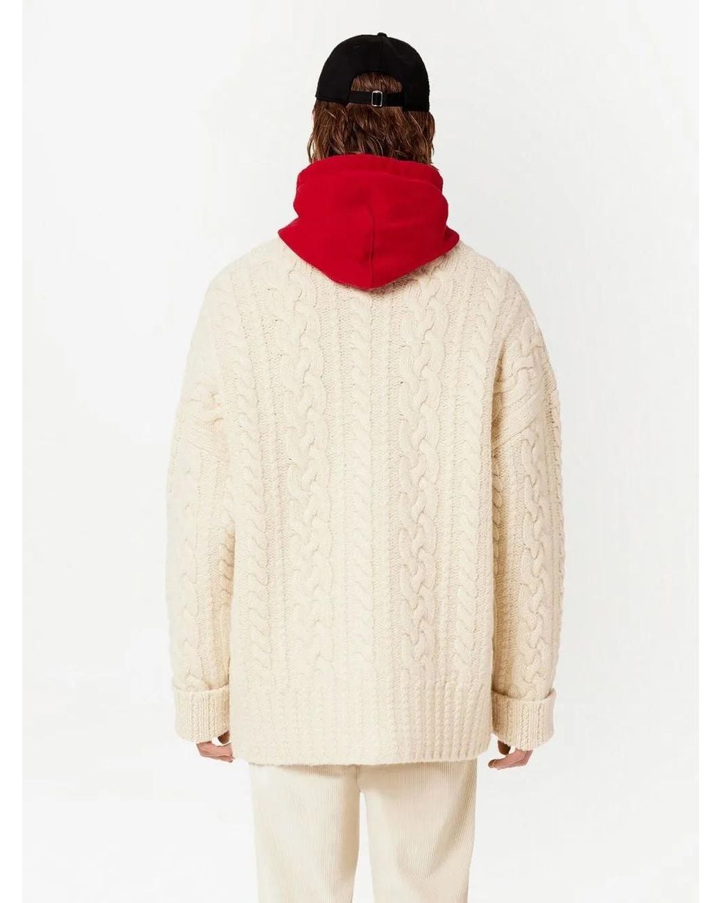 AMI Natural White Cable Knitted Cardigan- '20s